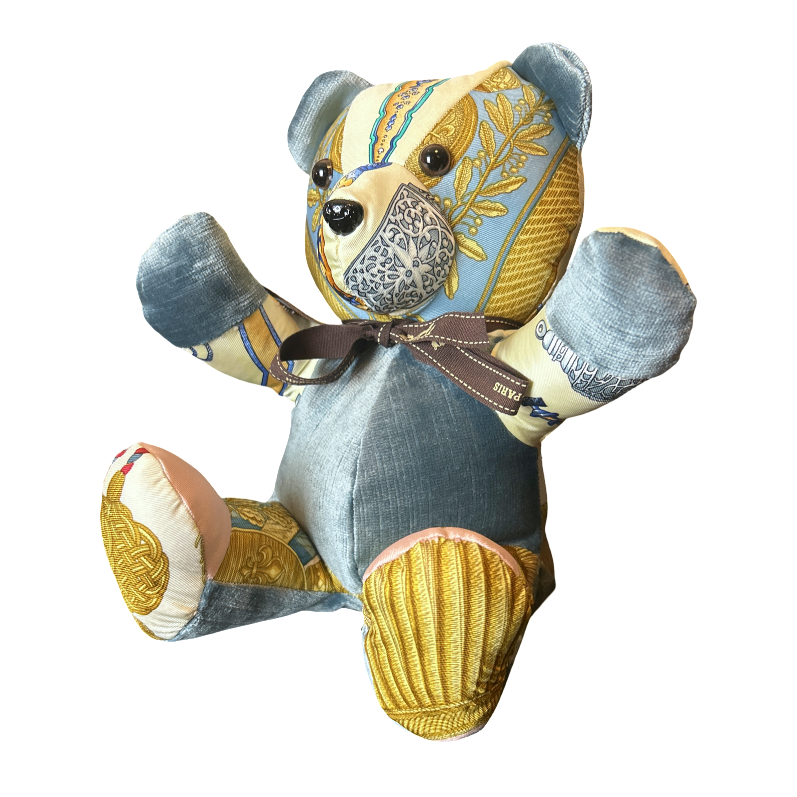 Qu’Importe le Flacon Vintage Silk Scarf Patchwork Teddy Bear