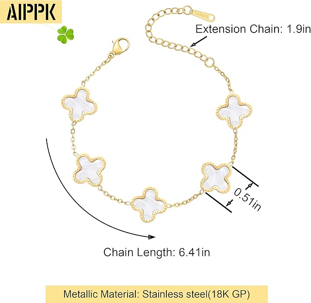 18K Gold Plated Clover Bracelets Lucky Leaf Set of 3