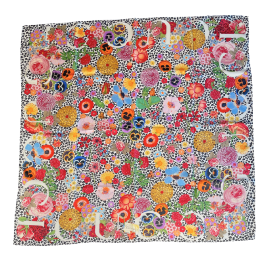 Floral Leopard Vintage Scarf Drawstring Crossbody Bag