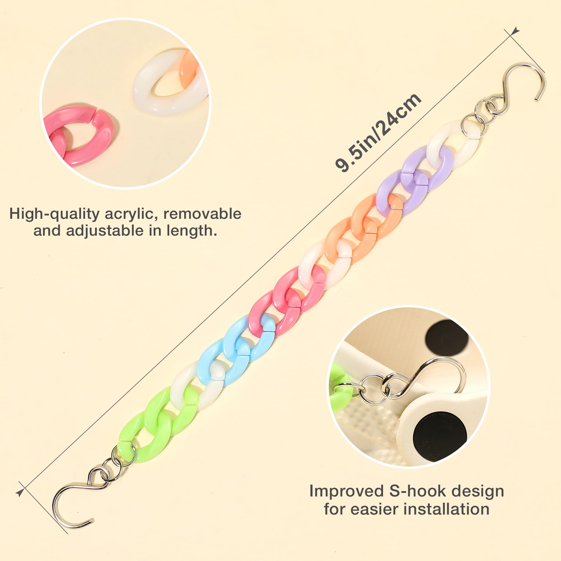 2Pcs Acrylic Shoe Chains for Women, 18Pcs Flower Pearl Shoe Charms Accessories for Clog Sandals, DIY Shoe Decoration Charms for Girls, Party Favor