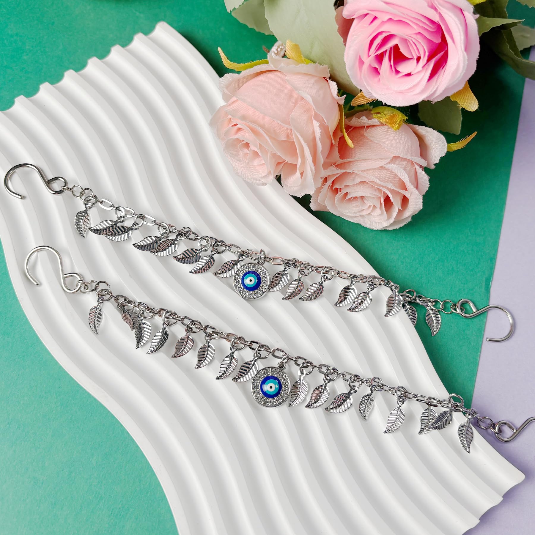 2Pcs Bling Evil Eye Shoe Chains for Girls for Clog Sandals, Gothic Shoe Decoration Charms for Women