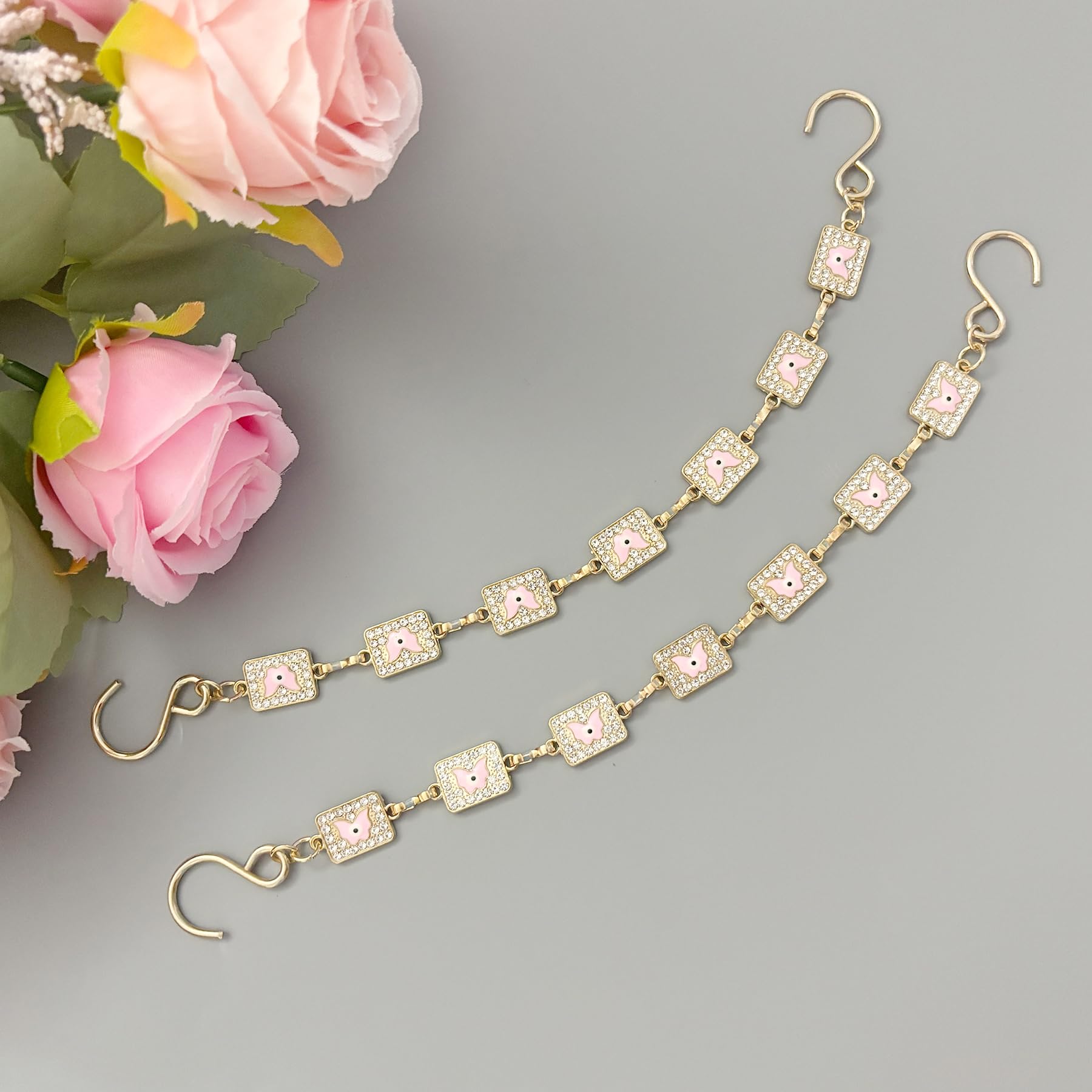 2Pcs Bling Evil Eye Shoe Chains for Girls for Clog Sandals, Gothic Shoe Decoration Charms for Women