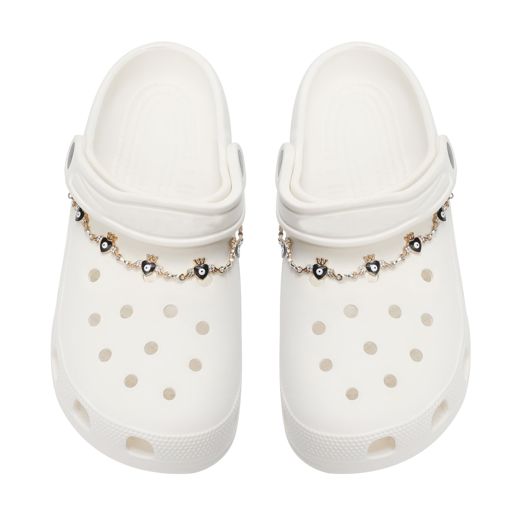 2Pcs Bling Evil Eye Shoe Chains for Girls for Clog Sandals, Gothic Shoe Decoration Charms for Women