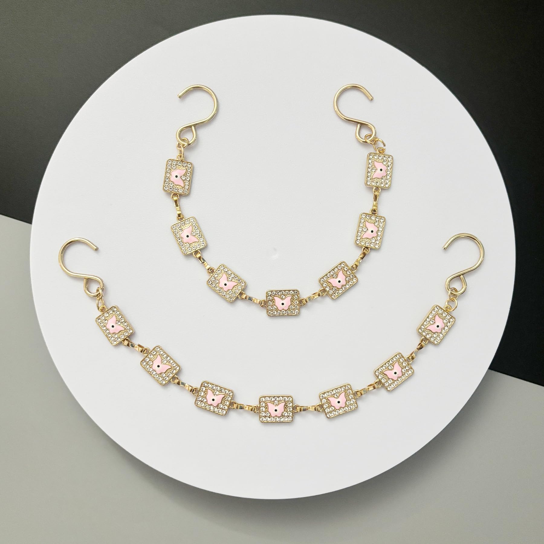 2Pcs Bling Evil Eye Shoe Chains for Girls for Clog Sandals, Gothic Shoe Decoration Charms for Women