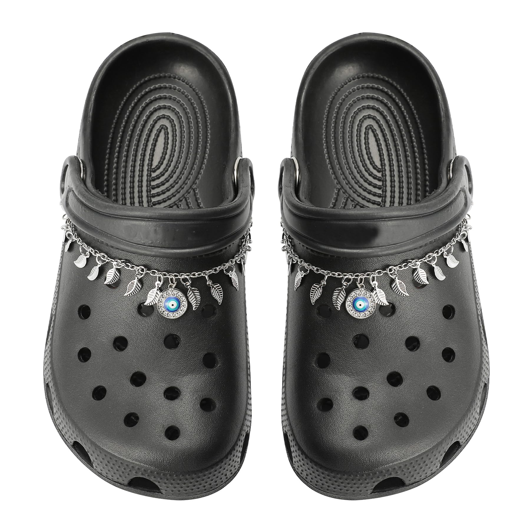 2Pcs Bling Evil Eye Shoe Chains for Girls for Clog Sandals, Gothic Shoe Decoration Charms for Women