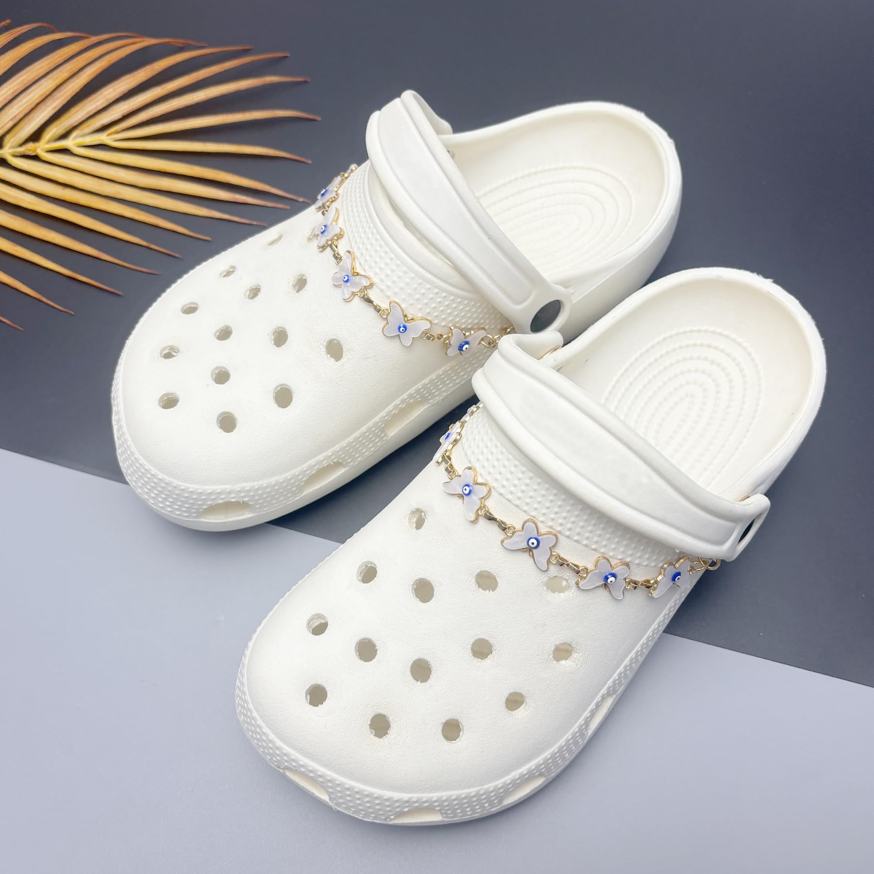 2Pcs Bling Evil Eye Shoe Chains for Girls for Clog Sandals, Gothic Shoe Decoration Charms for Women