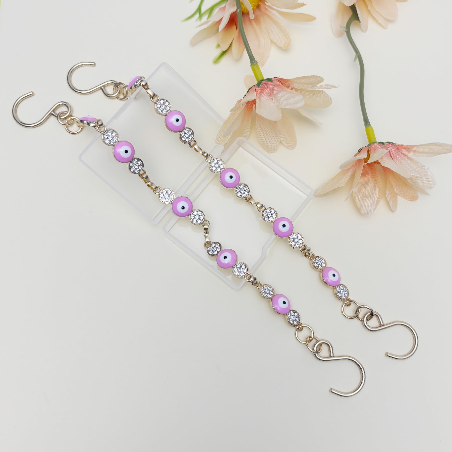 2Pcs Bling Evil Eye Shoe Chains for Girls for Clog Sandals, Gothic Shoe Decoration Charms for Women