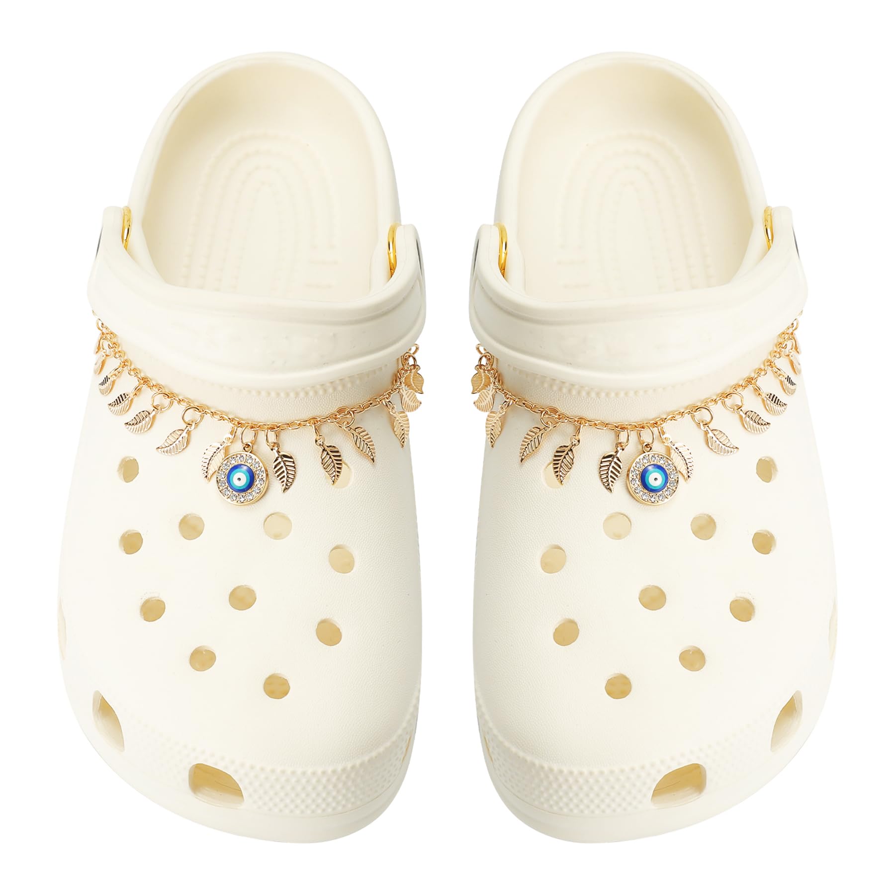 2Pcs Bling Evil Eye Shoe Chains for Girls for Clog Sandals, Gothic Shoe Decoration Charms for Women