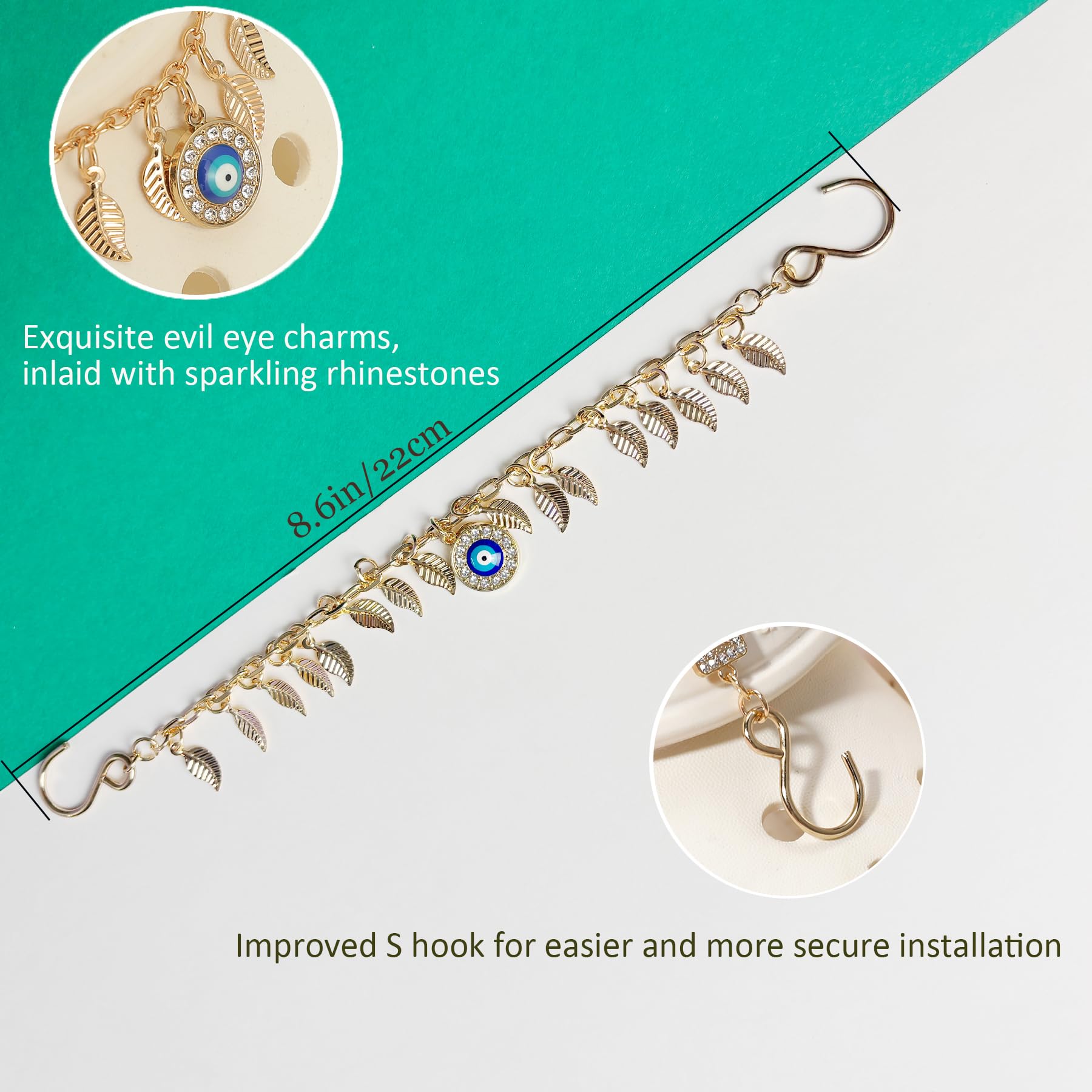 2Pcs Bling Evil Eye Shoe Chains for Girls for Clog Sandals, Gothic Shoe Decoration Charms for Women