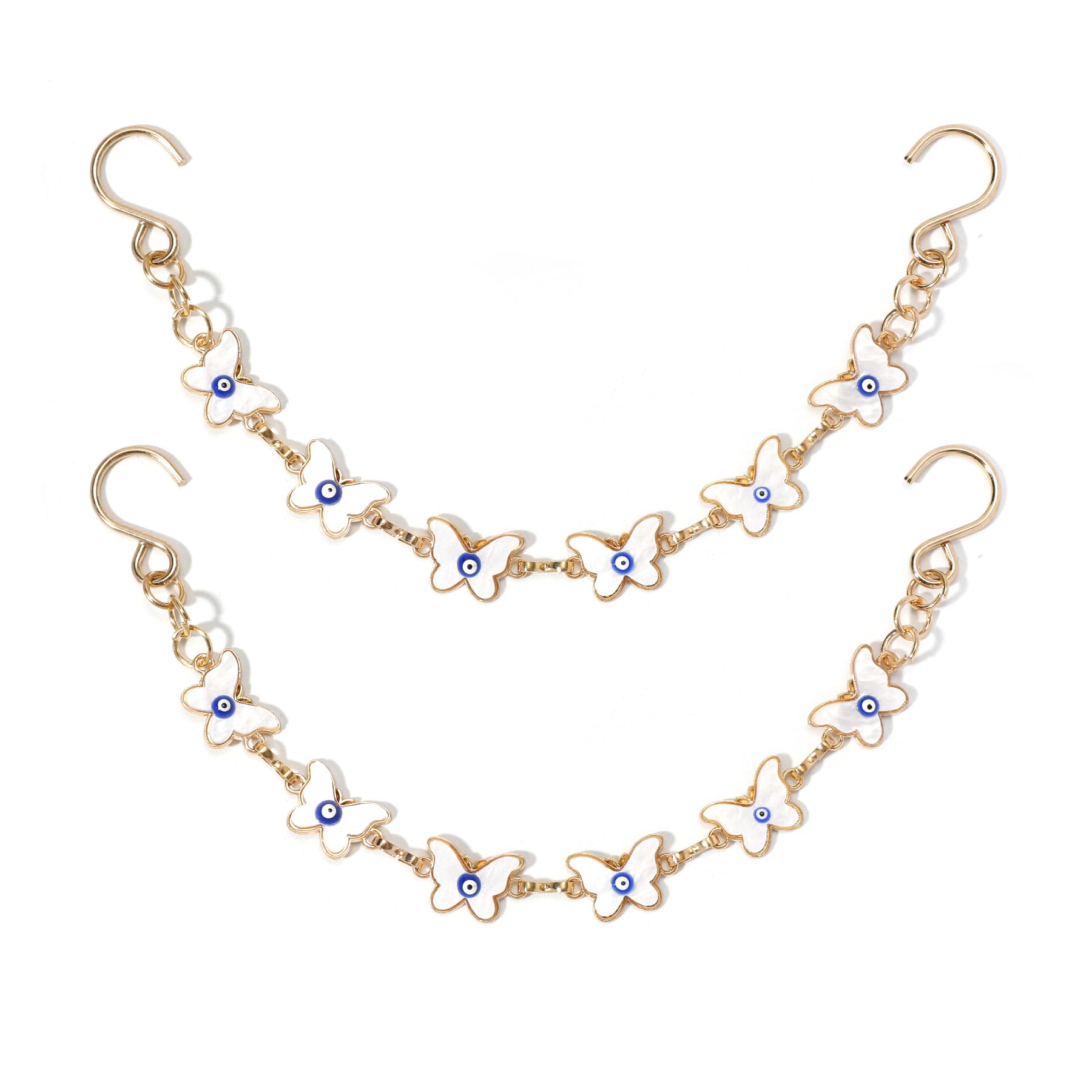 2Pcs Bling Evil Eye Shoe Chains for Girls for Clog Sandals, Gothic Shoe Decoration Charms for Women