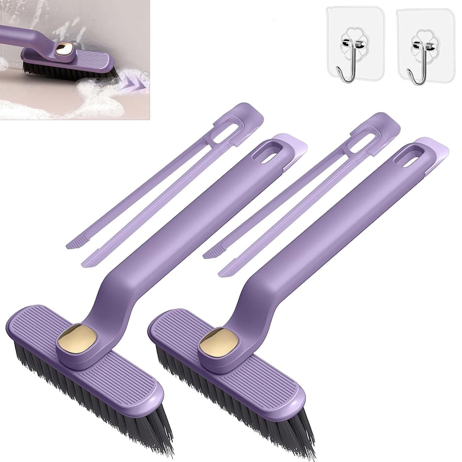 2Pcs Multi-Function Rotating Crevice Cleaning Brush,360 Degree Rotating Crevice Household Cleaning Brushes,2024 New Hard Bristle Crevice Gap Cleaning Brush