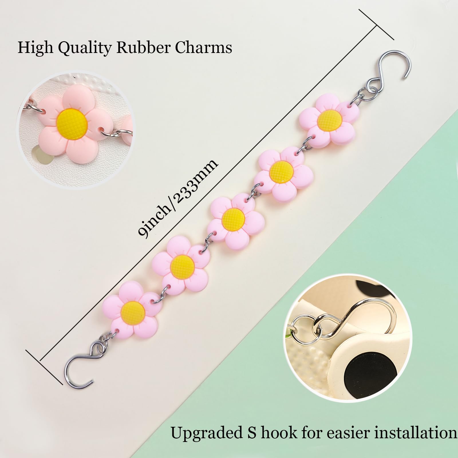 2Pcs Sunflower PVC Shoe Chains for Women, Shoe Charms for Clog Sandals, DIY Rubber Shoe Decoration Charms for Girls, Party Favor