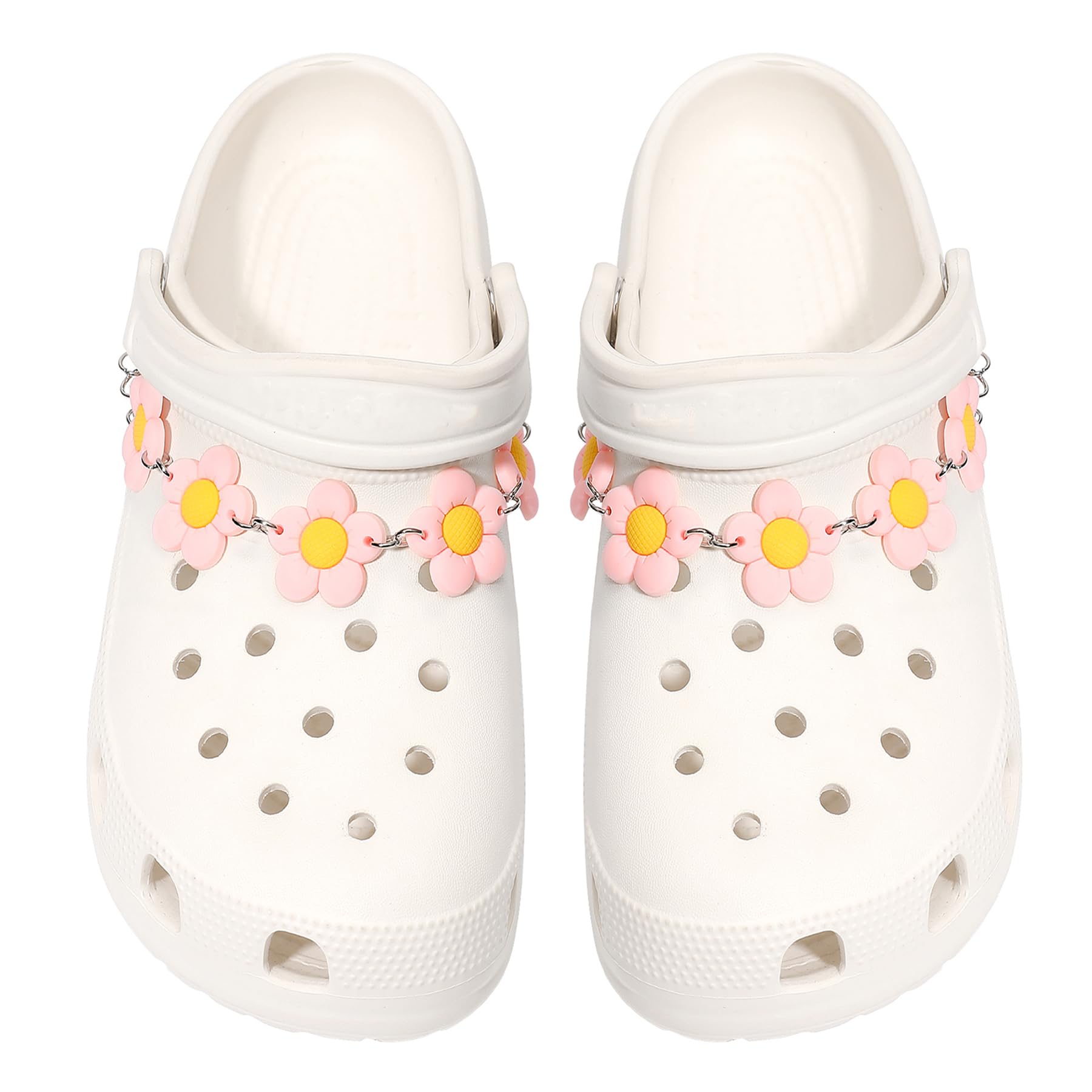 2Pcs Sunflower PVC Shoe Chains for Women, Shoe Charms for Clog Sandals, DIY Rubber Shoe Decoration Charms for Girls, Party Favor