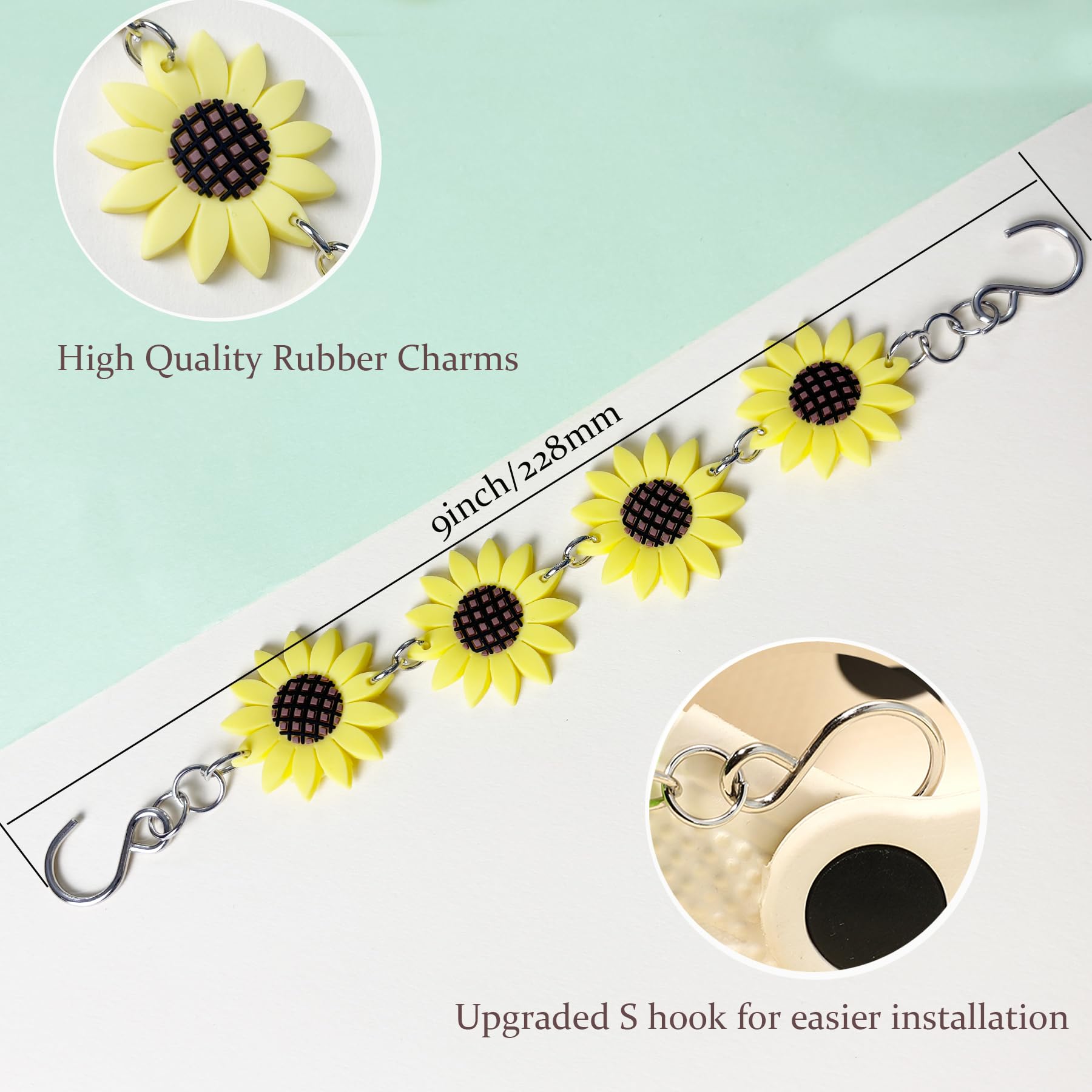 2Pcs Sunflower PVC Shoe Chains for Women, Shoe Charms for Clog Sandals, DIY Rubber Shoe Decoration Charms for Girls, Party Favor
