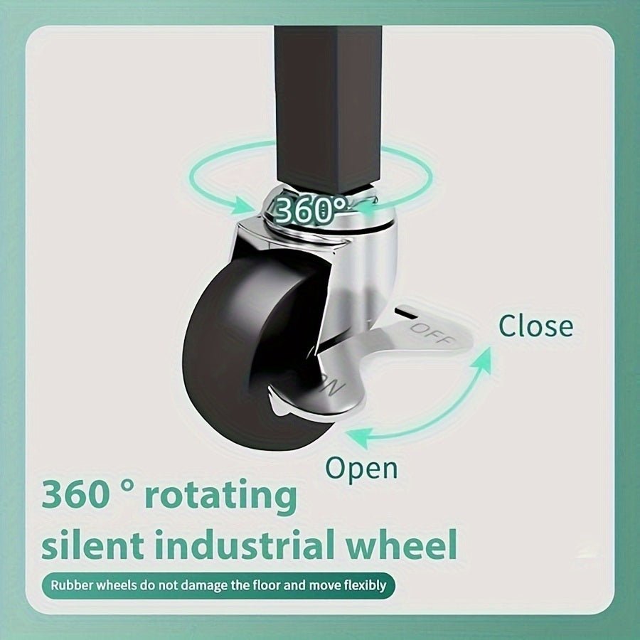 3-layer multi-functional iron durable foldable storage rack Home multi-layer storage rack Kitchen rotating storage rack Storage rack with wheels Practical storage rack