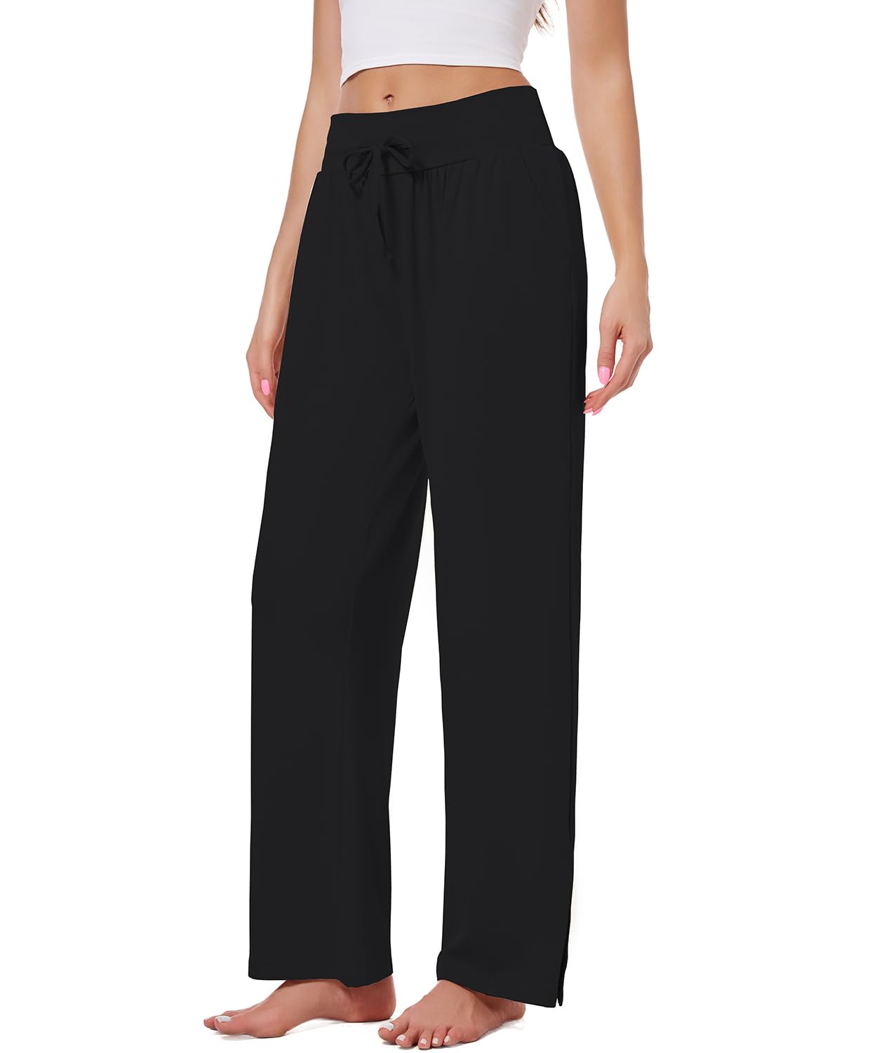 3 Pack Women's Lounge Pants Wide Leg Yoga Sweatpants with Pockets High Waisted Drawstring Lounge Loose Workout Jogger