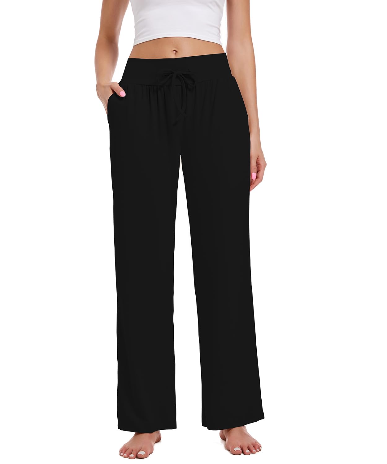 3 Pack Women's Lounge Pants Wide Leg Yoga Sweatpants with Pockets High Waisted Drawstring Lounge Loose Workout Jogger