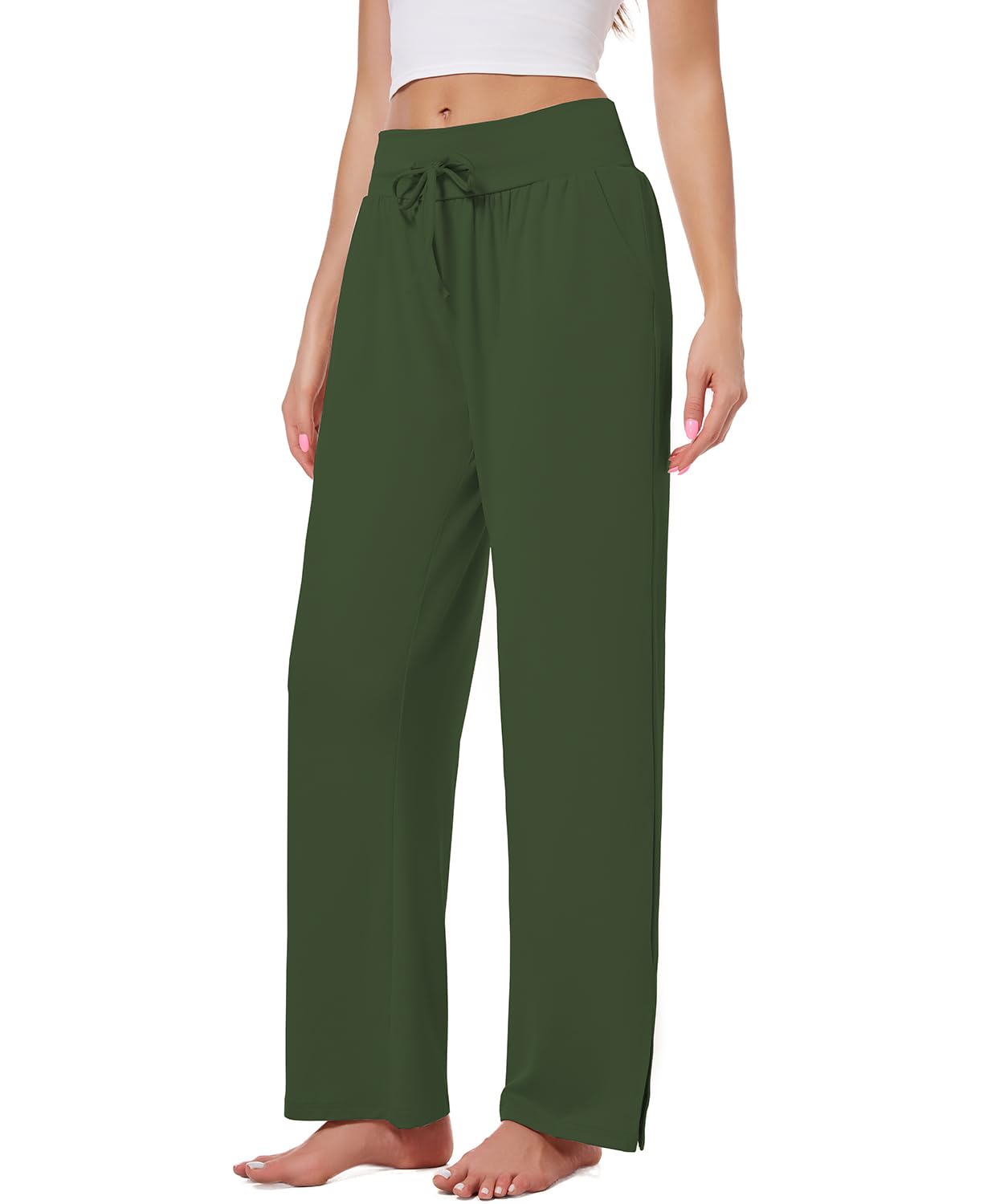 3 Pack Women's Lounge Pants Wide Leg Yoga Sweatpants with Pockets High Waisted Drawstring Lounge Loose Workout Jogger