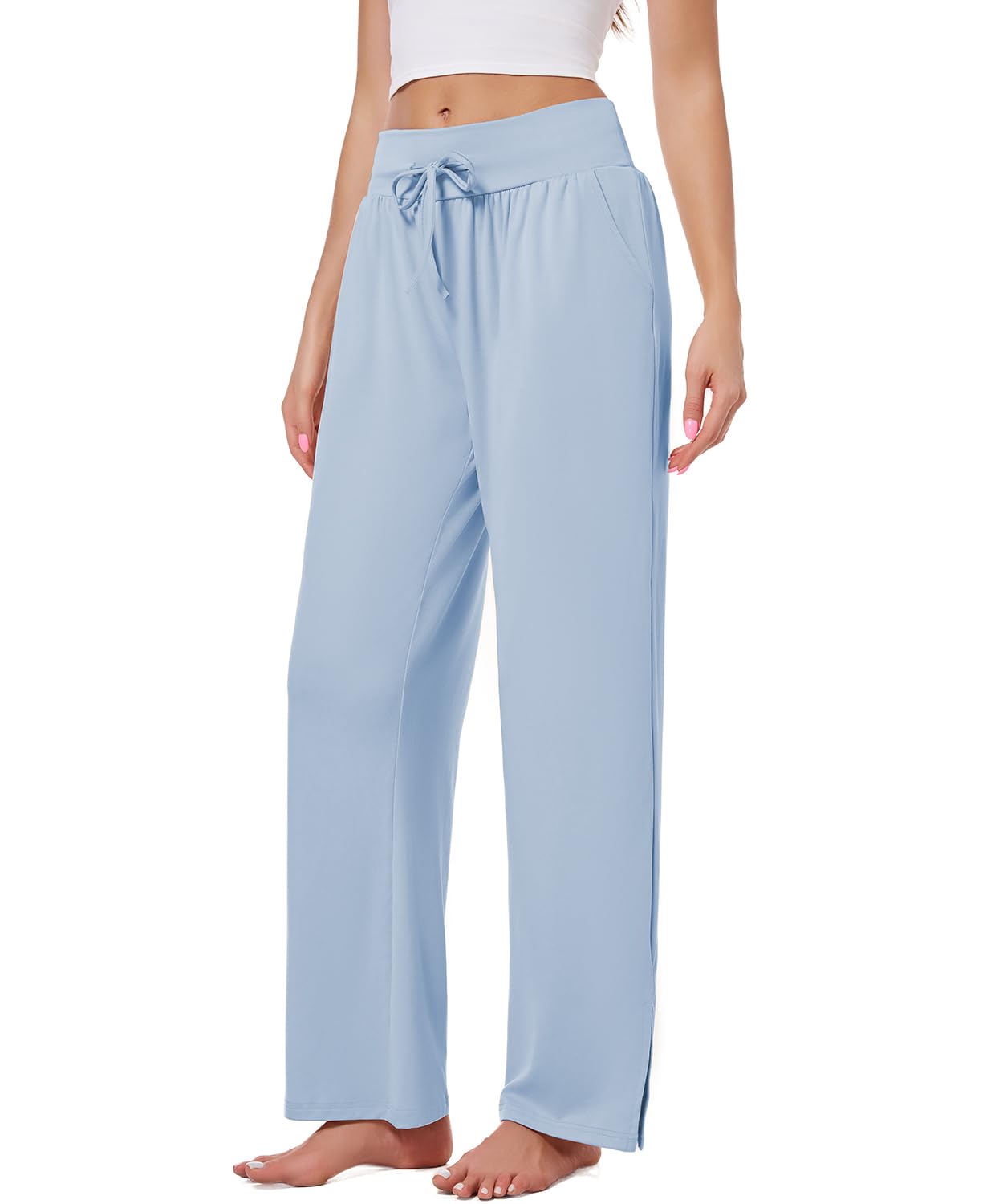 3 Pack Women's Lounge Pants Wide Leg Yoga Sweatpants with Pockets High Waisted Drawstring Lounge Loose Workout Jogger