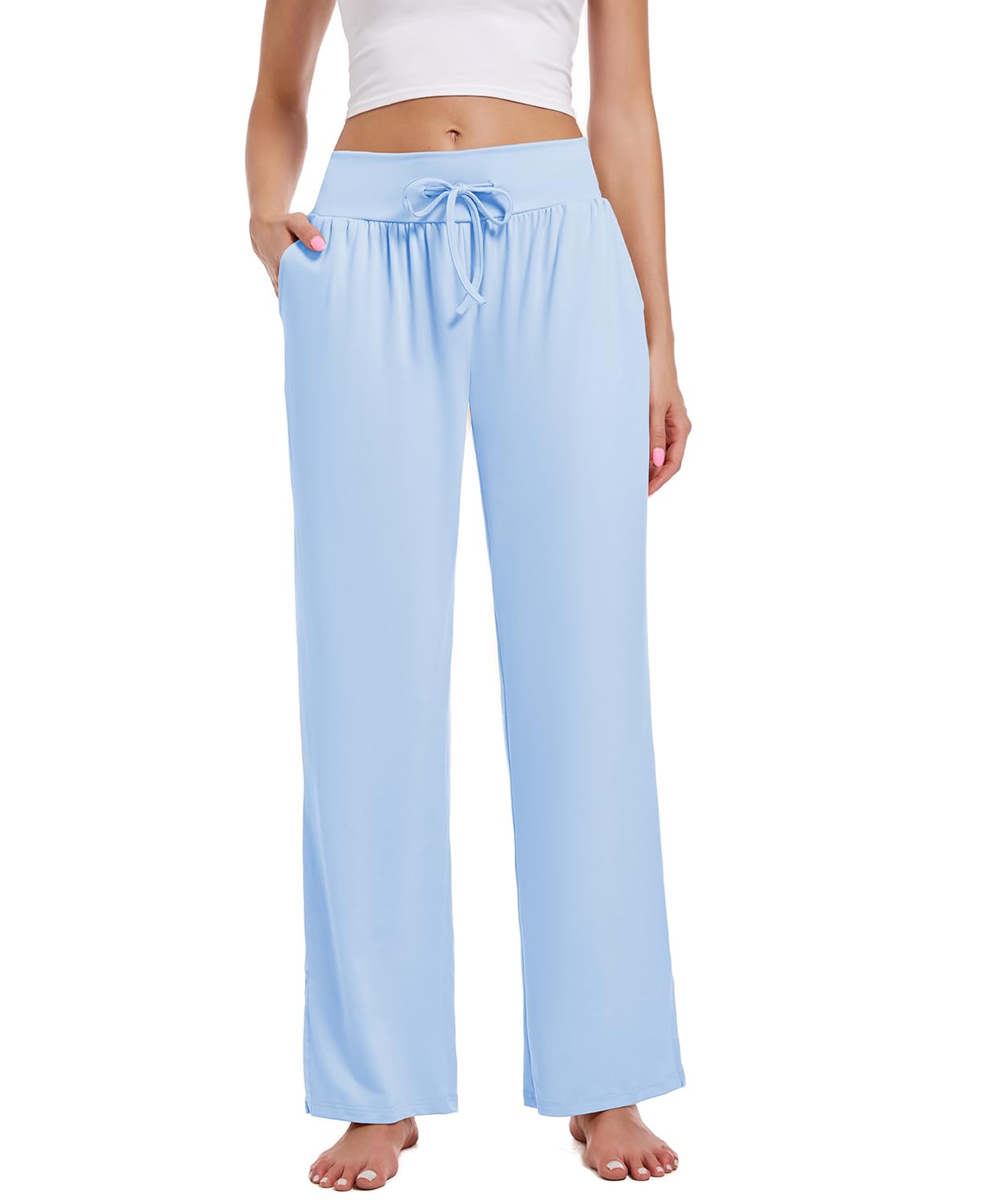 3 Pack Women's Lounge Pants Wide Leg Yoga Sweatpants with Pockets High Waisted Drawstring Lounge Loose Workout Jogger