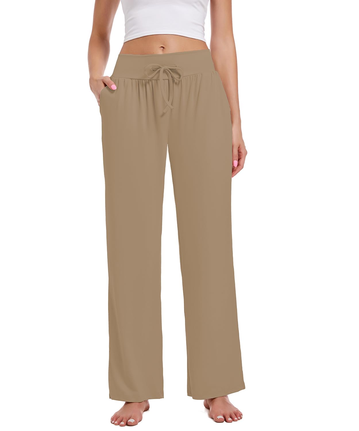 3 Pack Women's Lounge Pants Wide Leg Yoga Sweatpants with Pockets High Waisted Drawstring Lounge Loose Workout Jogger