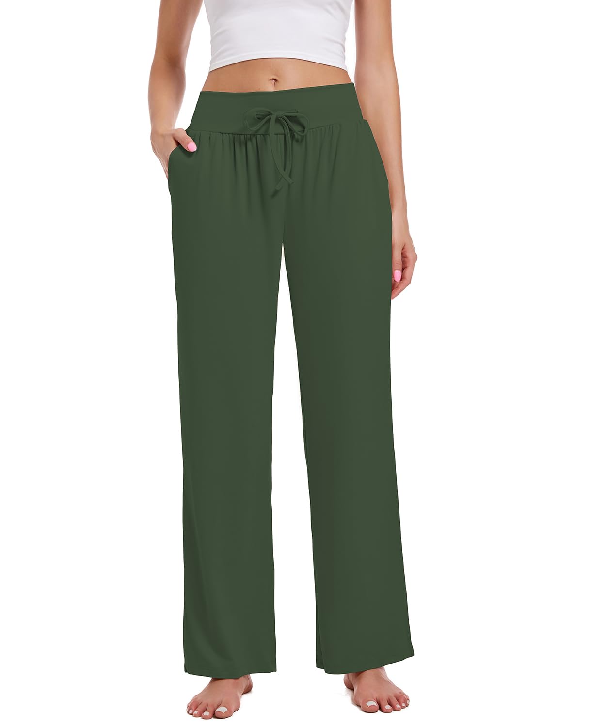 3 Pack Women's Lounge Pants Wide Leg Yoga Sweatpants with Pockets High Waisted Drawstring Lounge Loose Workout Jogger