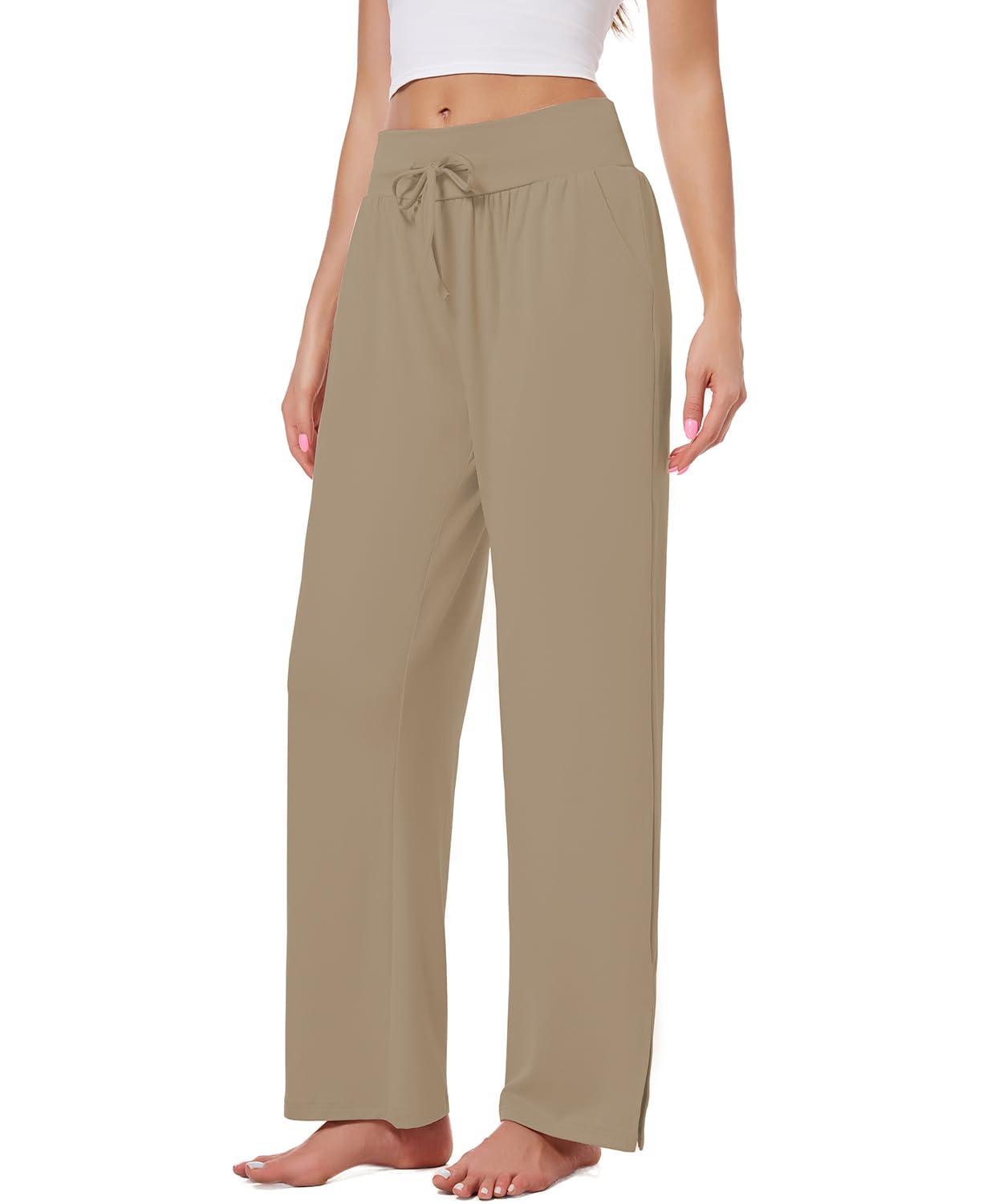 3 Pack Women's Lounge Pants Wide Leg Yoga Sweatpants with Pockets High Waisted Drawstring Lounge Loose Workout Jogger