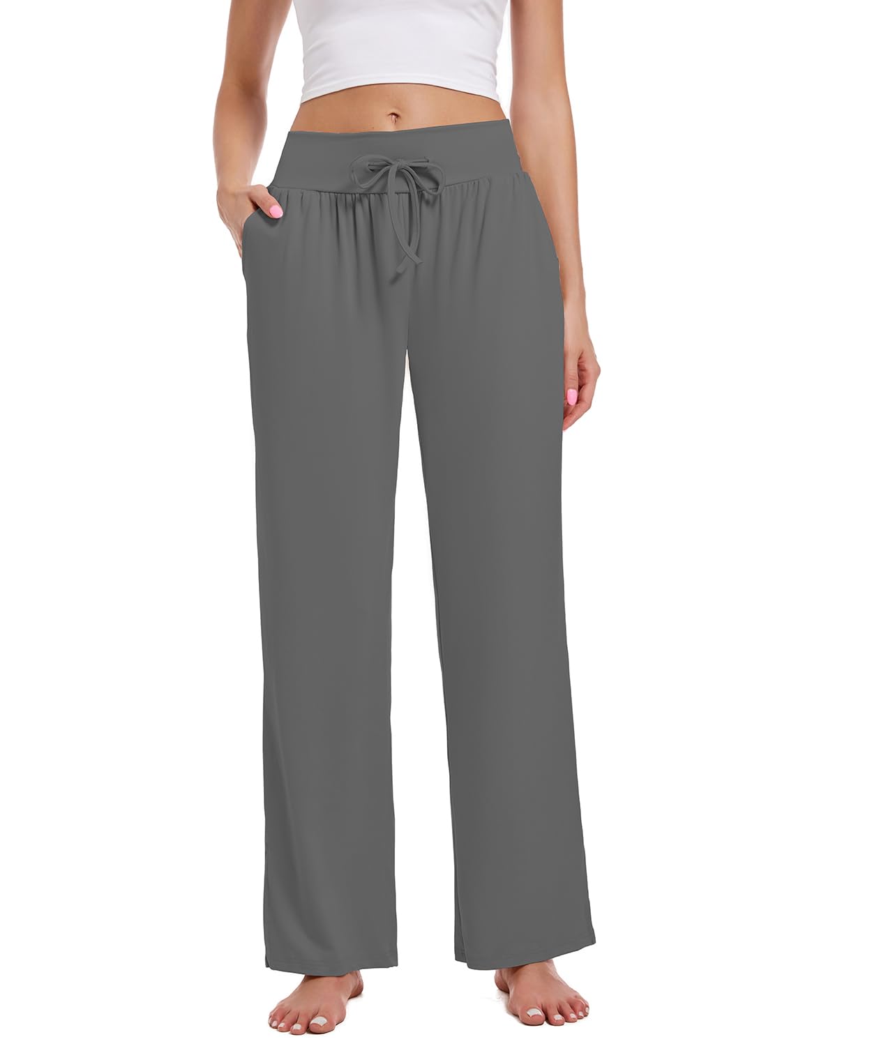 3 Pack Women's Lounge Pants Wide Leg Yoga Sweatpants with Pockets High Waisted Drawstring Lounge Loose Workout Jogger