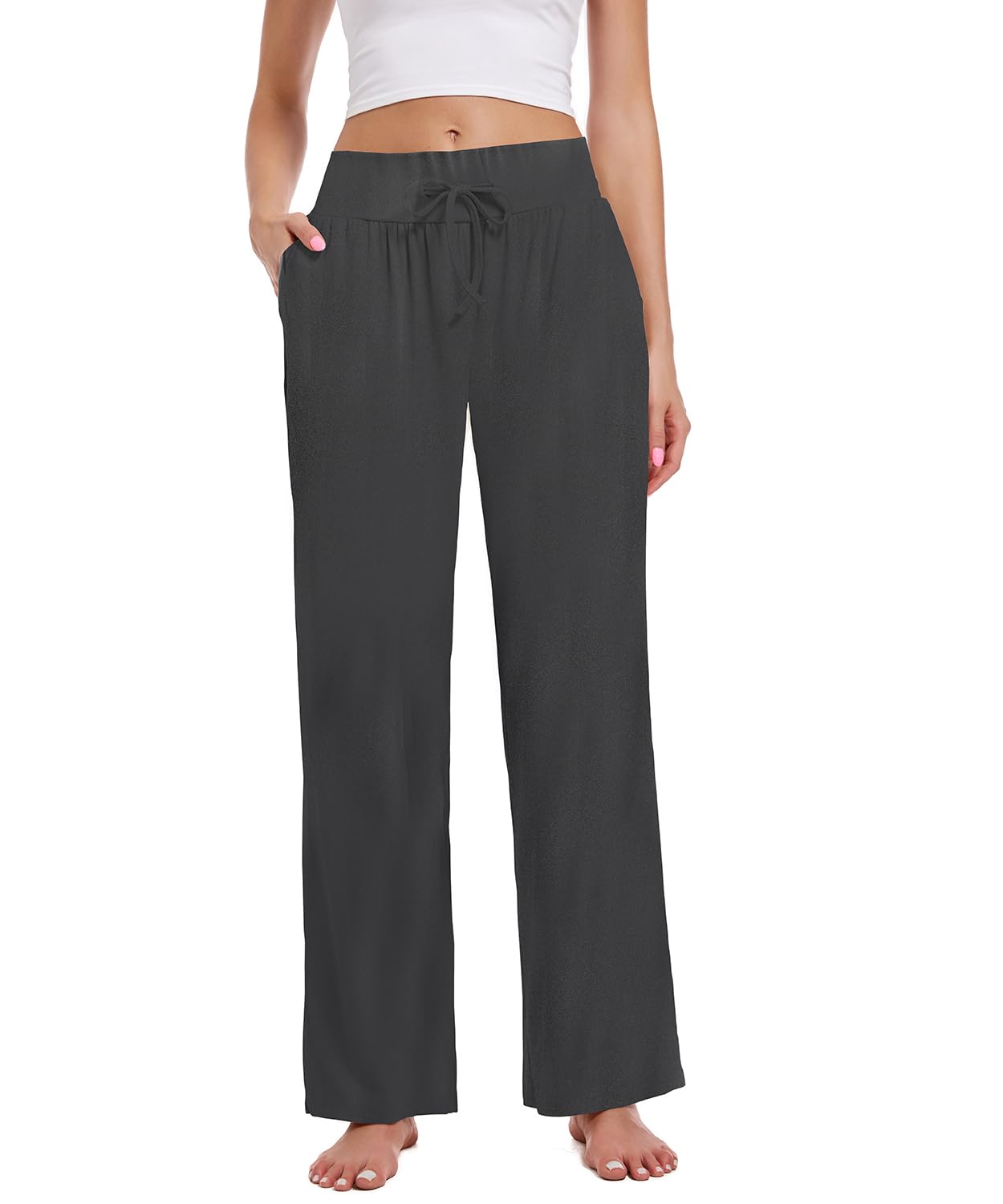 3 Pack Women's Lounge Pants Wide Leg Yoga Sweatpants with Pockets High Waisted Drawstring Lounge Loose Workout Jogger