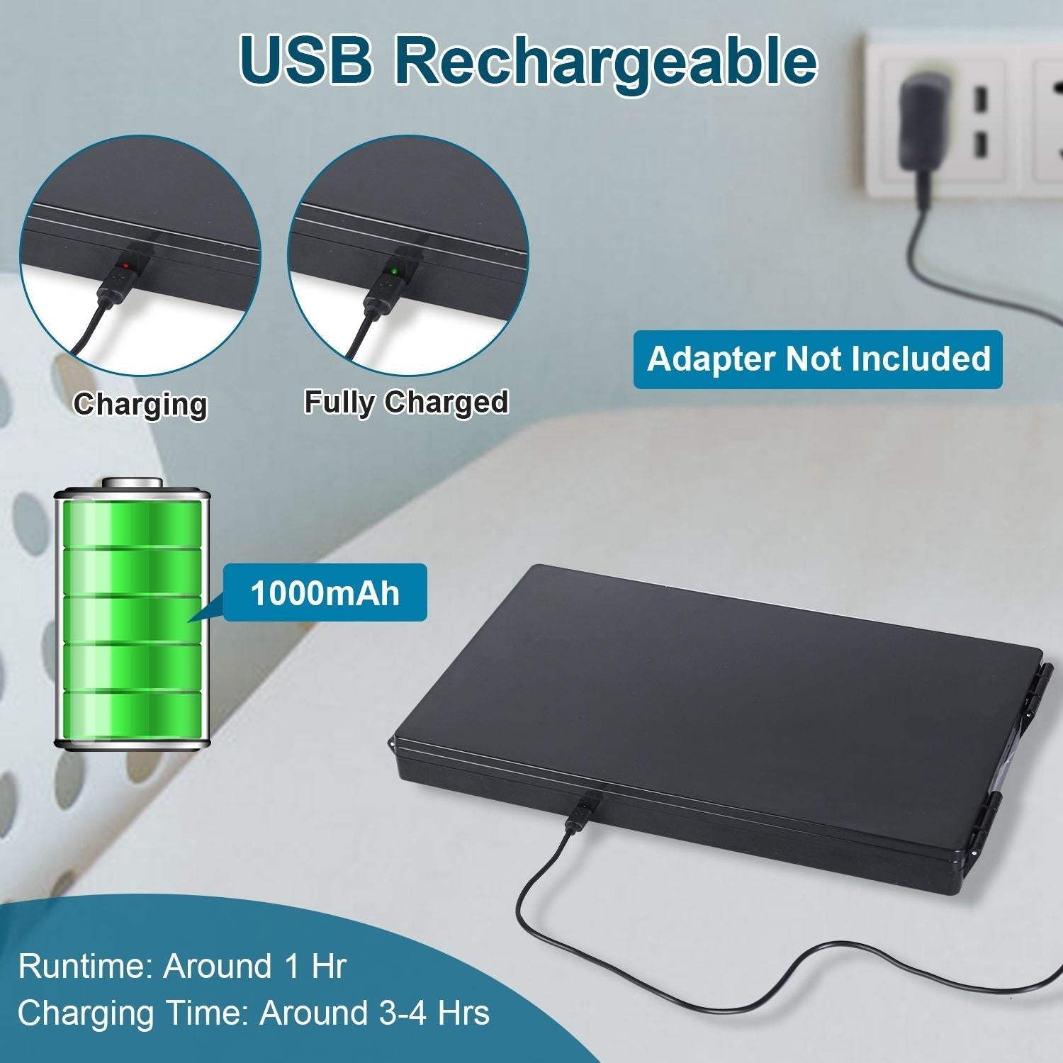 3 Way Mirror with LED Telescopic Hanger Tri-fold Mirror Personal Makeup Mirror with Micro USB Cable for Self Shaving Hair Cutting Dyeing Curling Braiding