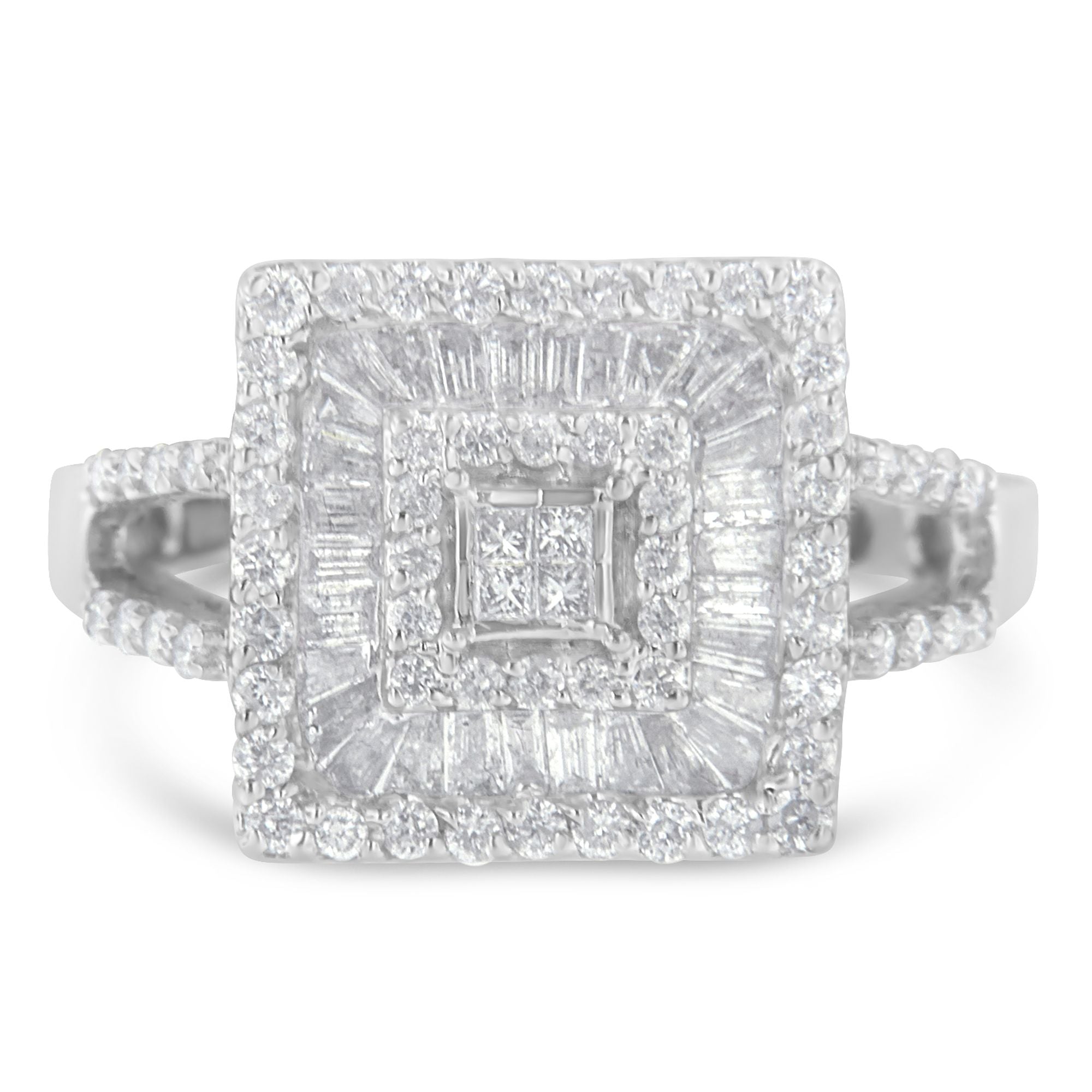 14K White Gold Diamond Cocktail Ring (1 Cttw, H-I Color, Si2-I1 Clarity) - Size 6-1/2