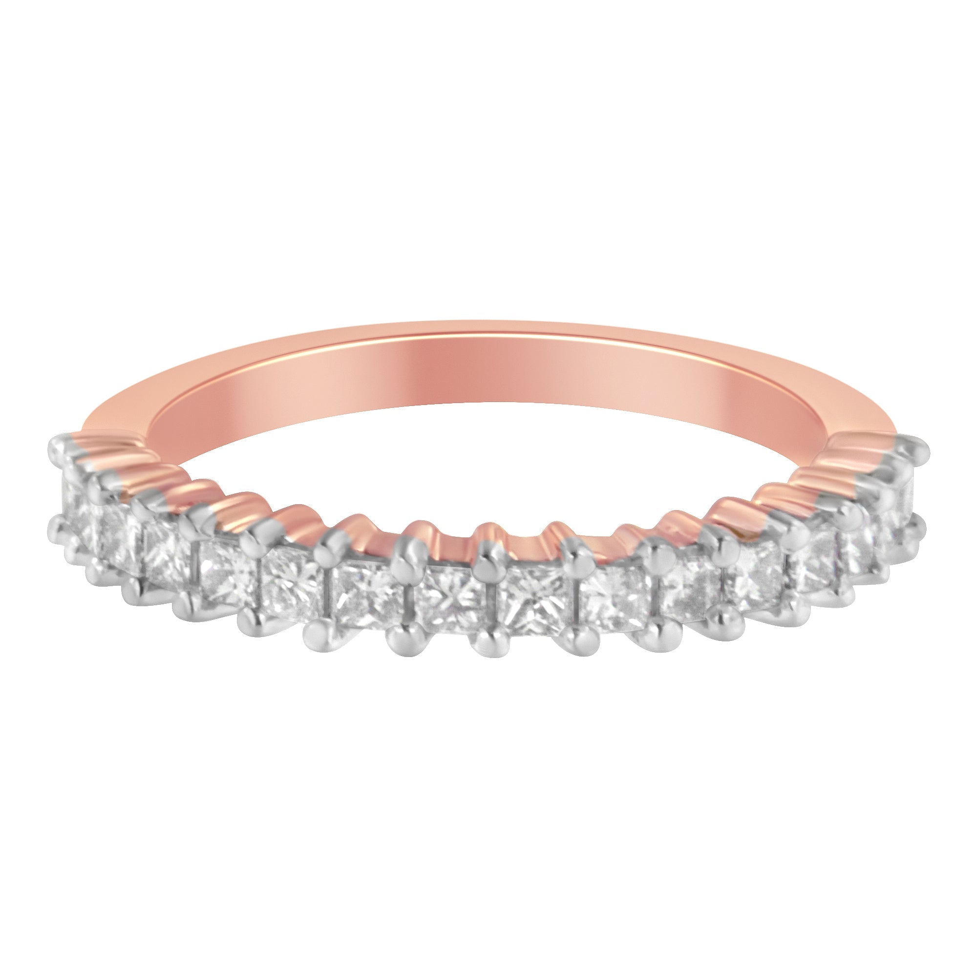 10K Rose Gold Flashed .925 Sterling Silver Diamond Band Ring (1/2 Cttw, J-K Color, I1-I2 Clarity) - Size 7-1/2