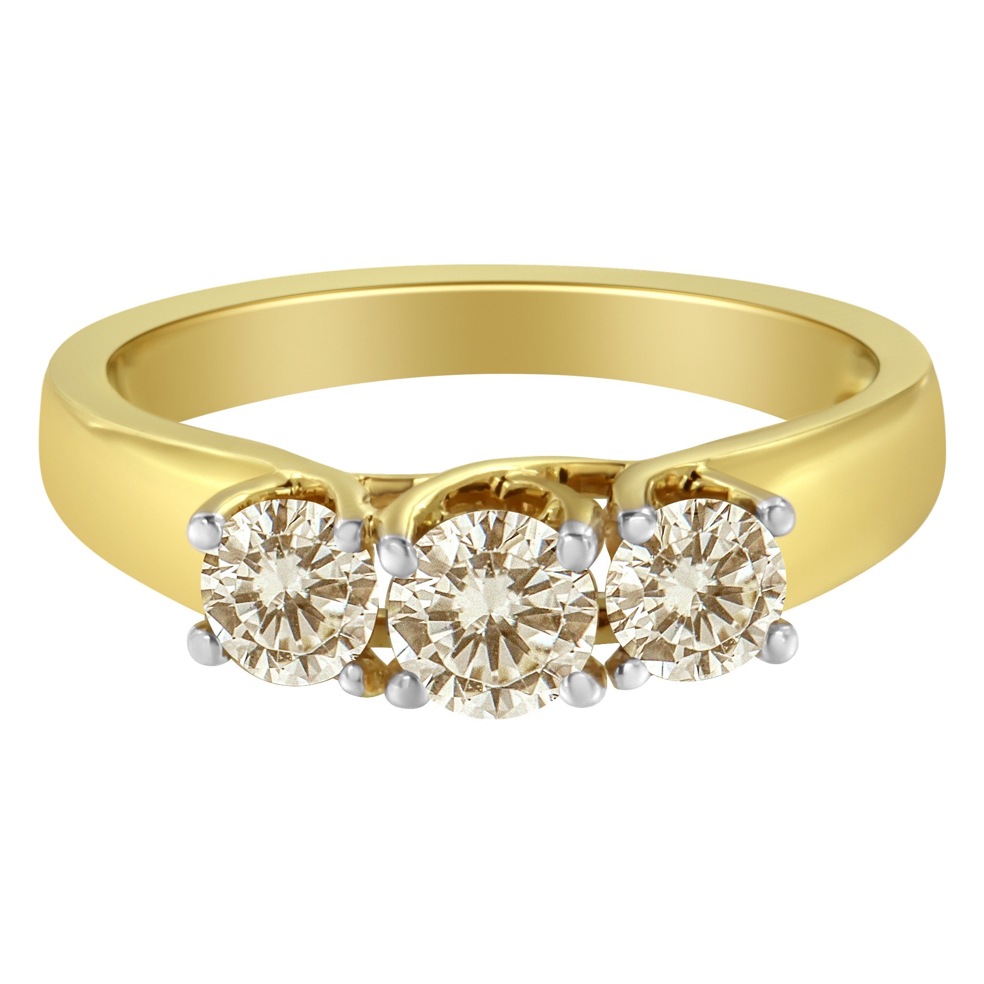 10K Yellow Gold Diamond 3-Stone Ring (1 Cttw, J-K Color, I1-I2 Clarity) - Size 8