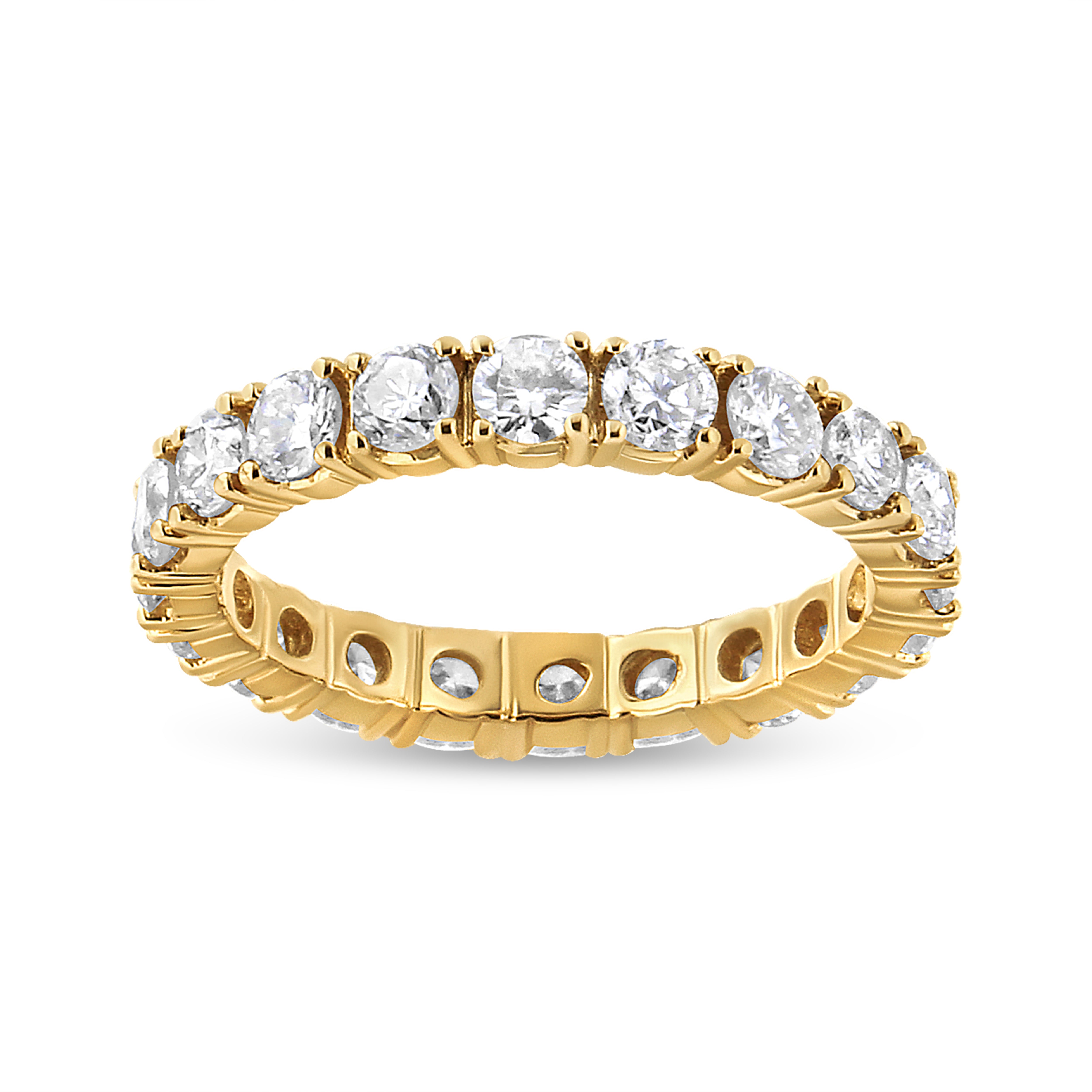 14K Yellow Gold 2.00 Cttw Shared Prong Set Round Cut Diamond Eternity Band (J-K Color, Vs1-Vs2 Clarity) - Ring Size 7