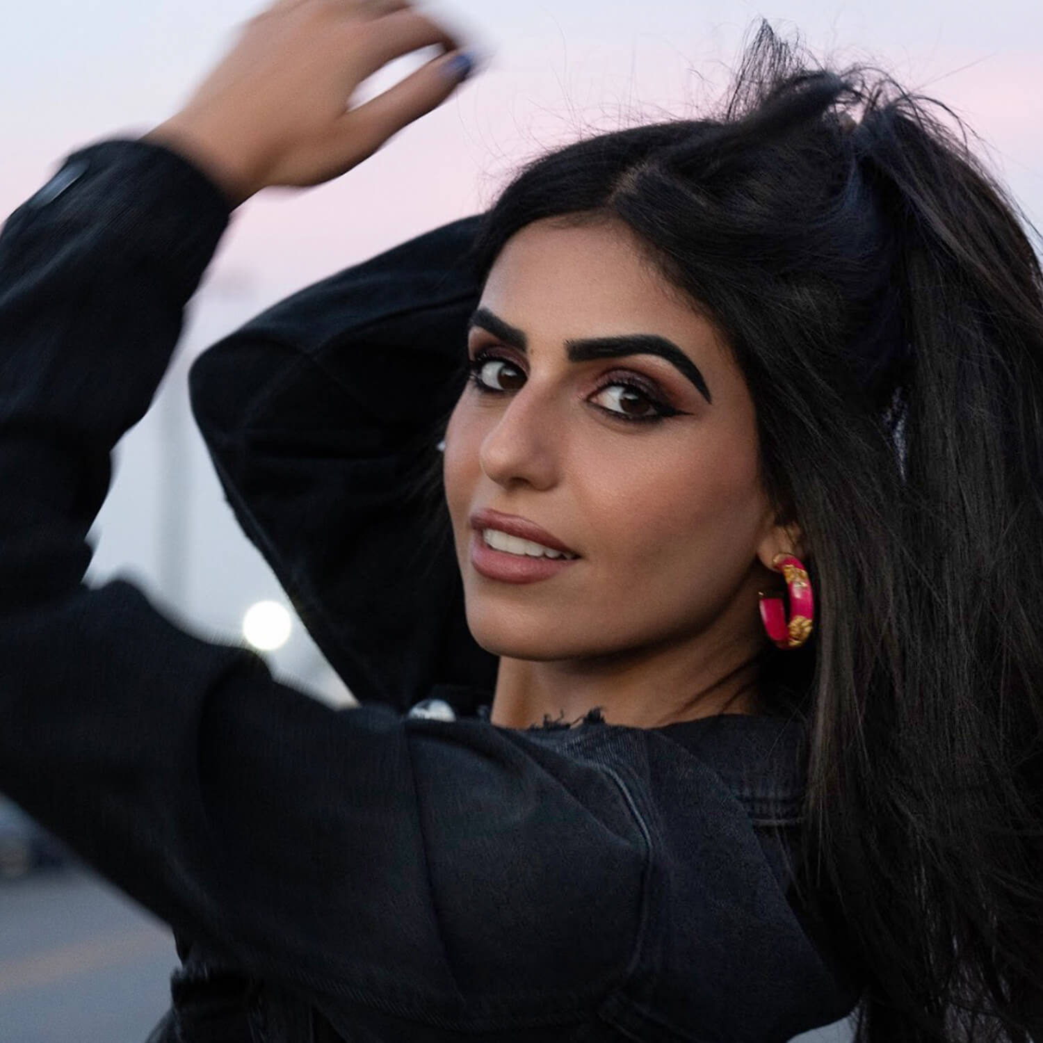 Small Gold Leaf Lucite Hoop Earrings