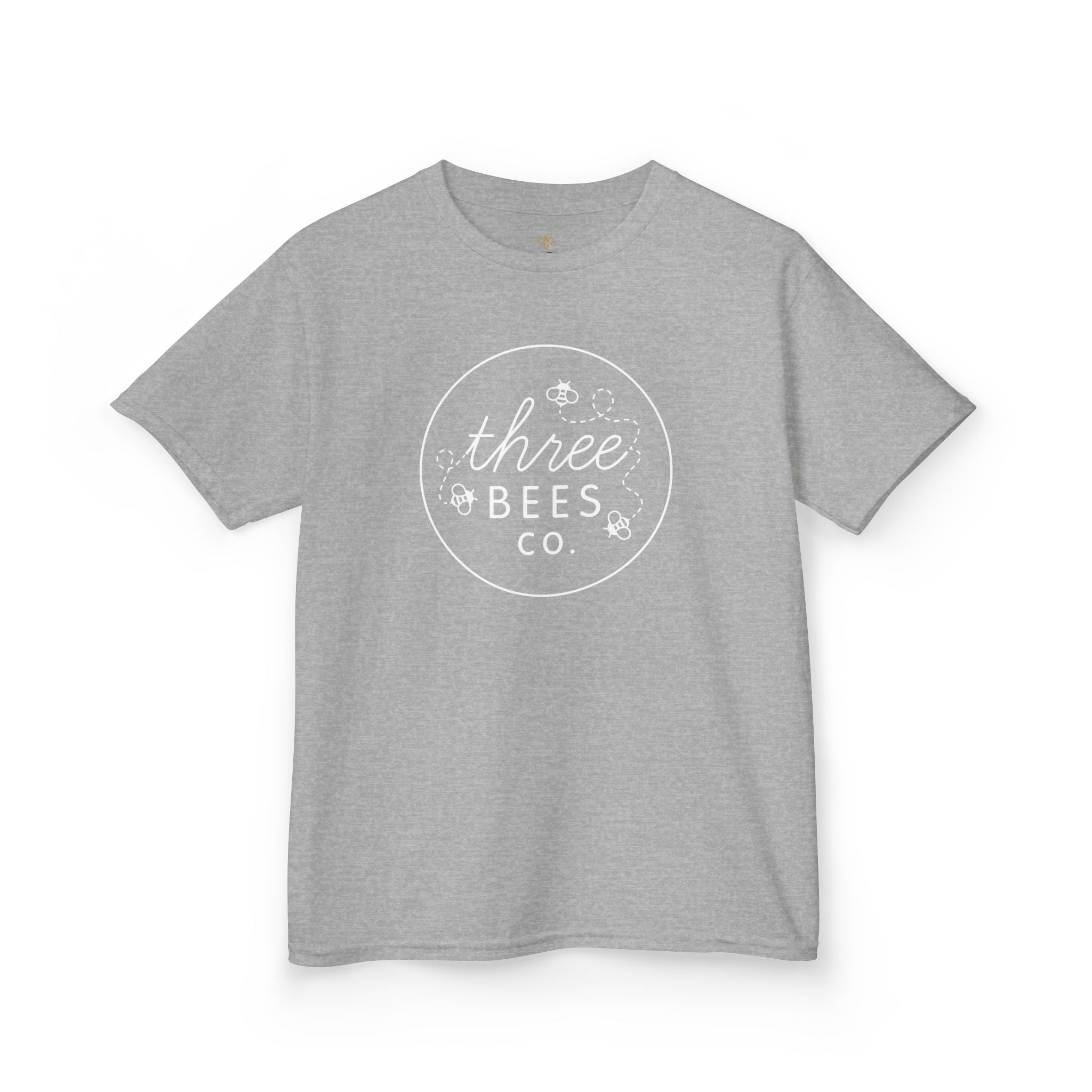 Kids Heavy Cotton Gildan Three Bees Classic Logo in White Hive Tee