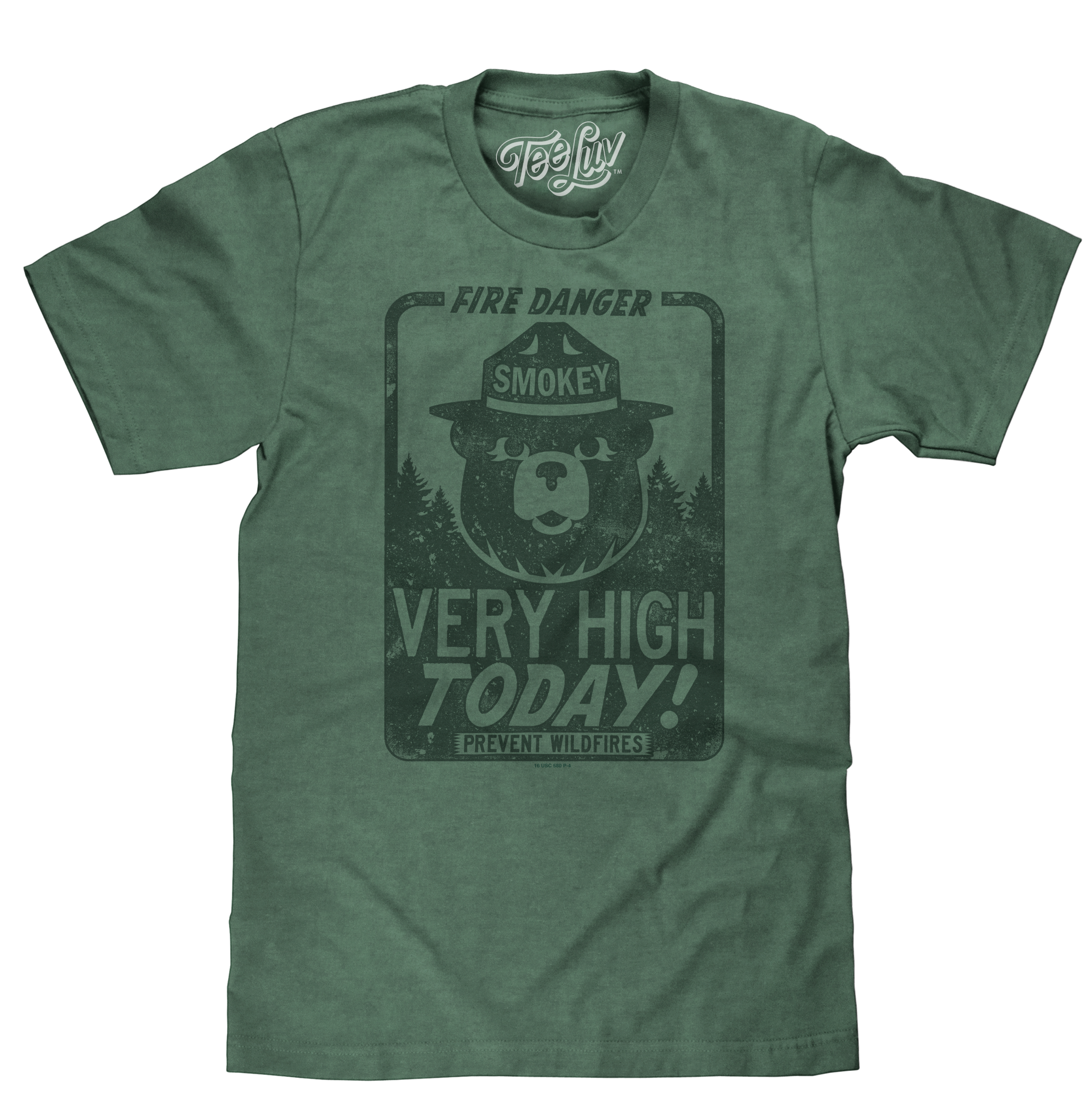 Smokey Bear "Fire Danger Very High Today" T-Shirt - Green