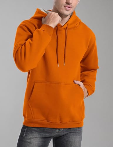 Flygo Men's Casual Fleece Sherpa Lined Hoodie Winter Warm Pullover Hooded Sweatshirt(Black-XL)