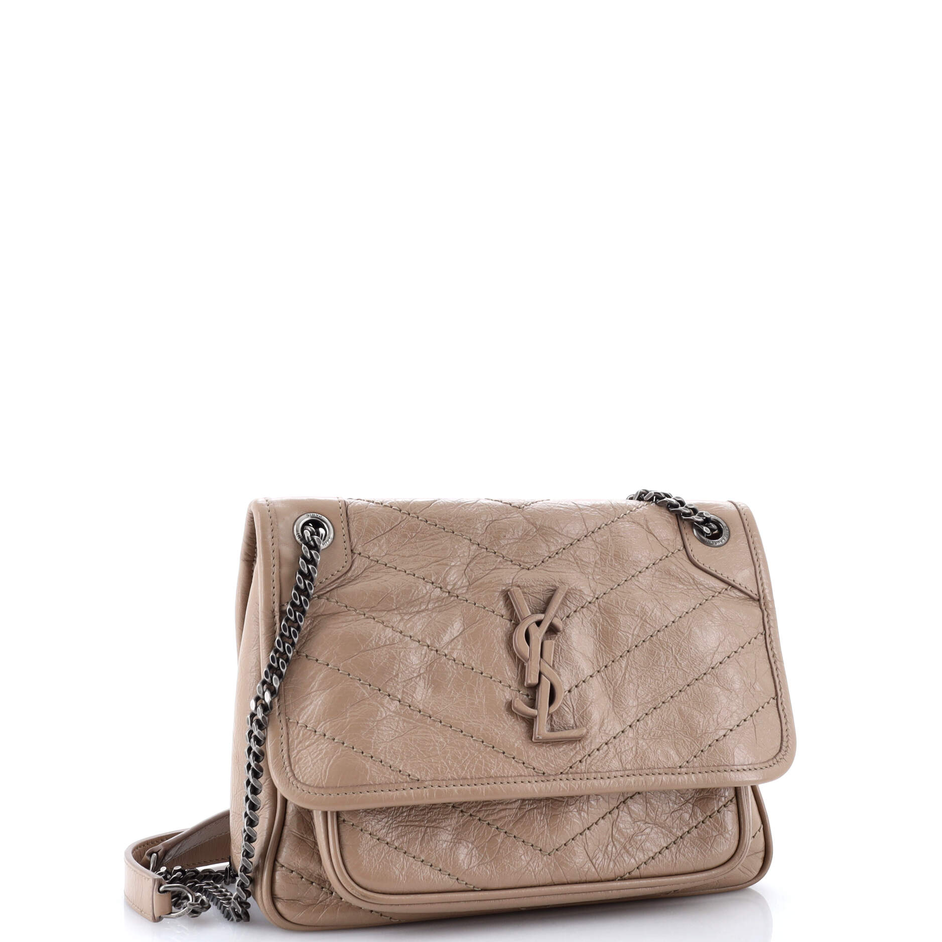 Saint Laurent Niki Chain Flap Bag Matelasse Chevron Leather Baby