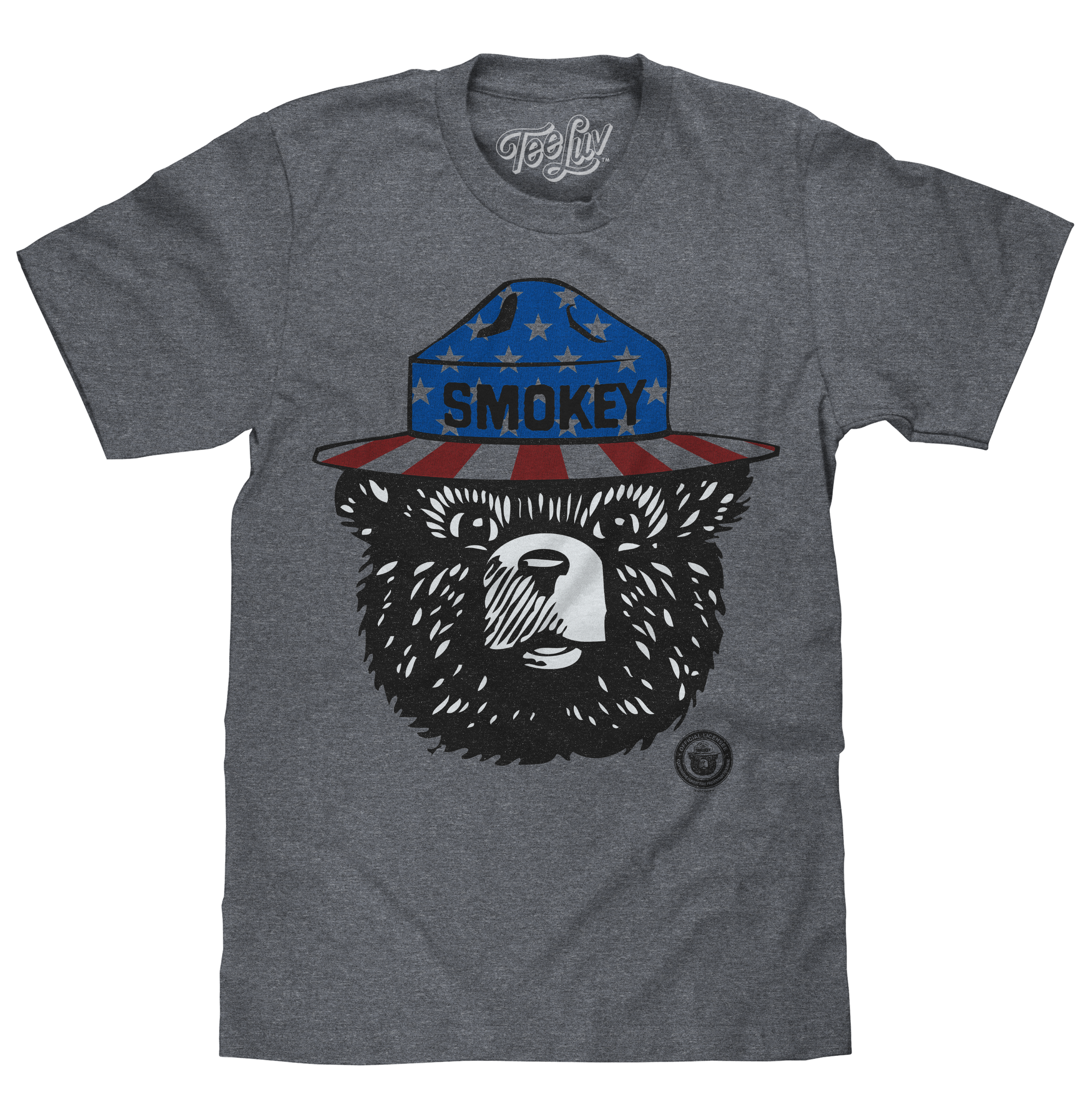 Patriotic Smokey Bear T-Shirt - Gray