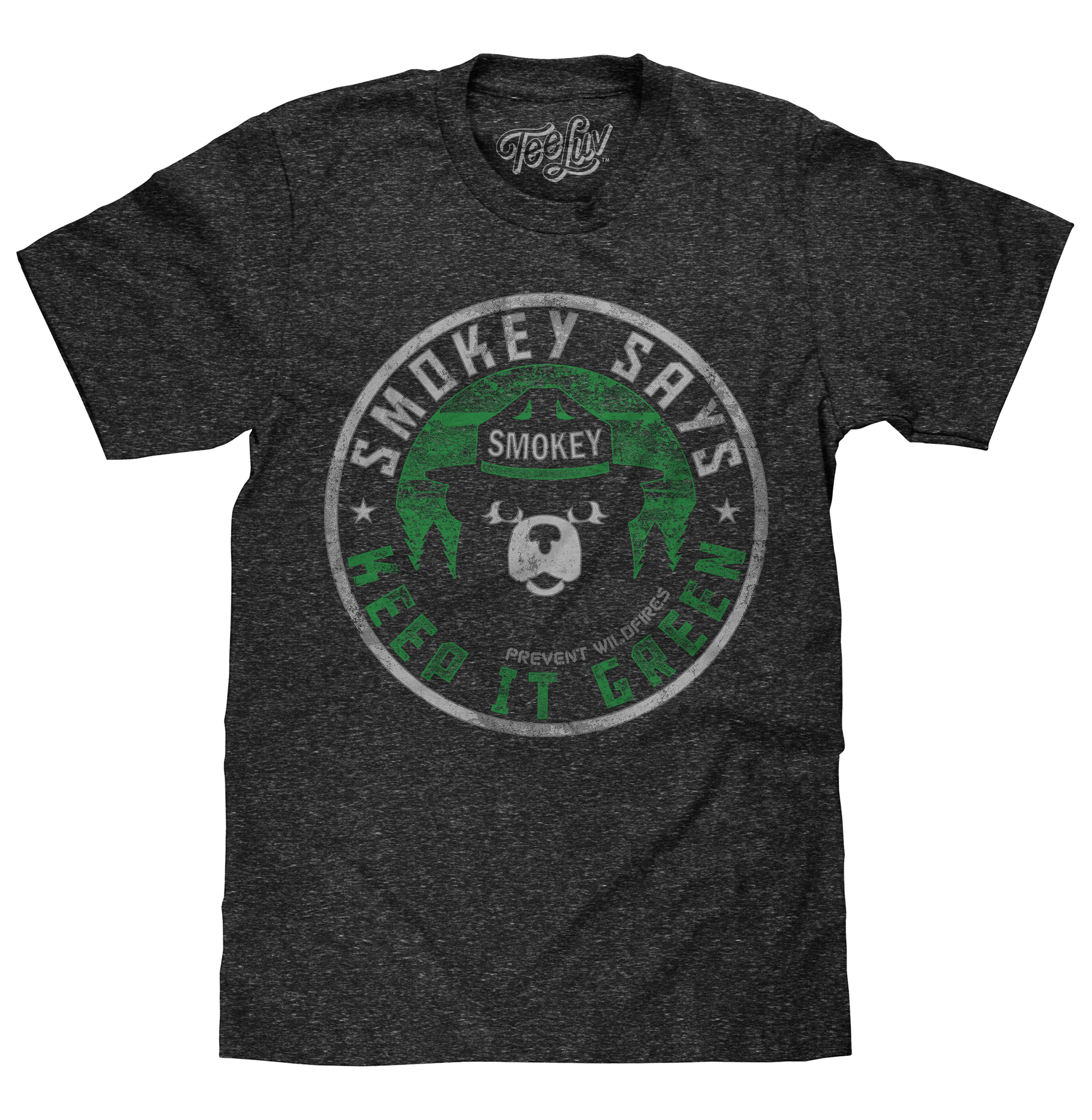 Smokey Says "Keep it Green, Prevent Wildfires" T-Shirt - Gray
