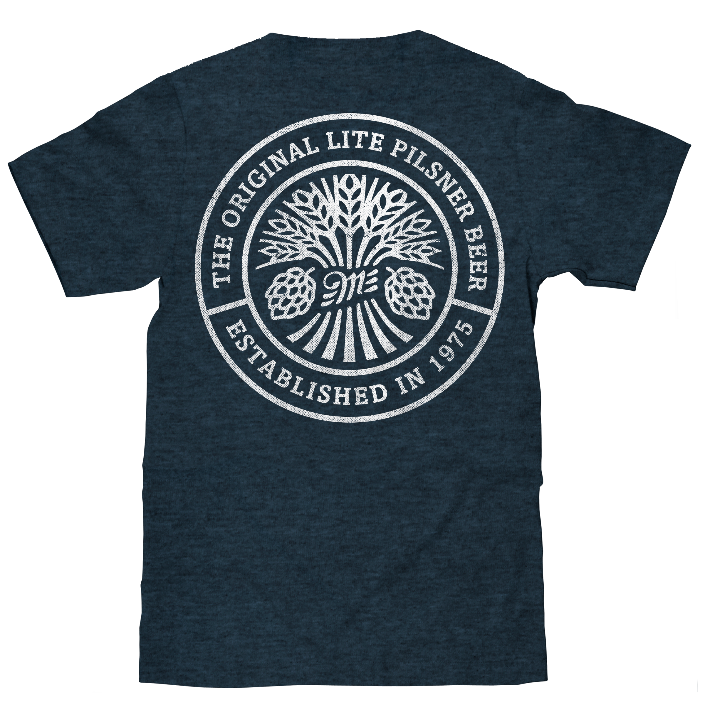 Miller Lite Beer Logo Front and Back Print T-Shirt - Denim Black Heather