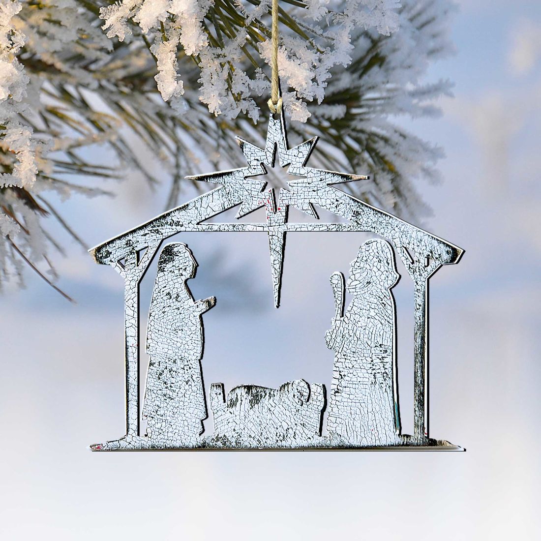 Rustic Rising Star Nativity Wooden Ornaments by G. DeBrekht - Nativity Holiday Decor - 8198851