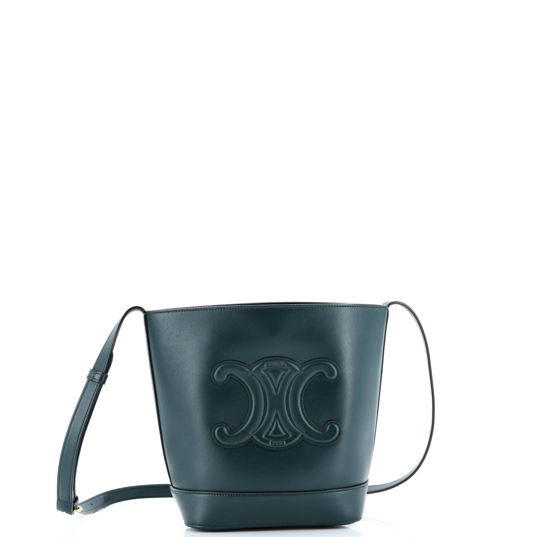 Celine Cuir Triomphe Bucket Bag Leather Small