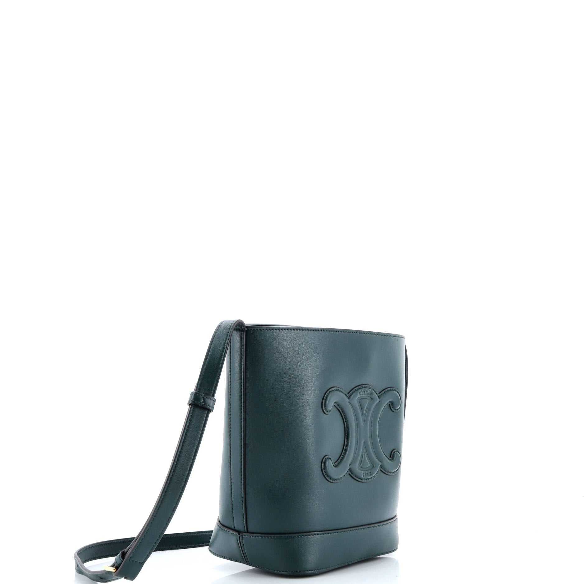 Celine Cuir Triomphe Bucket Bag Leather Small