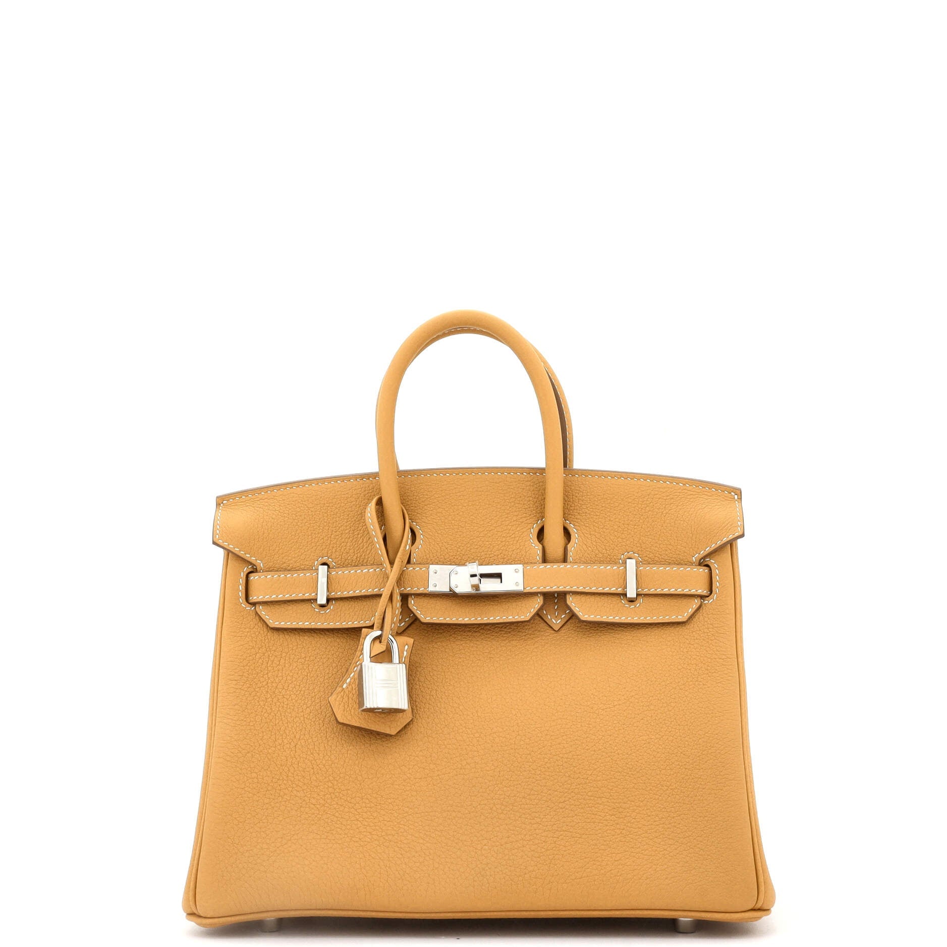 Hermes Birkin Handbag Brown Clemence with Palladium Hardware 25