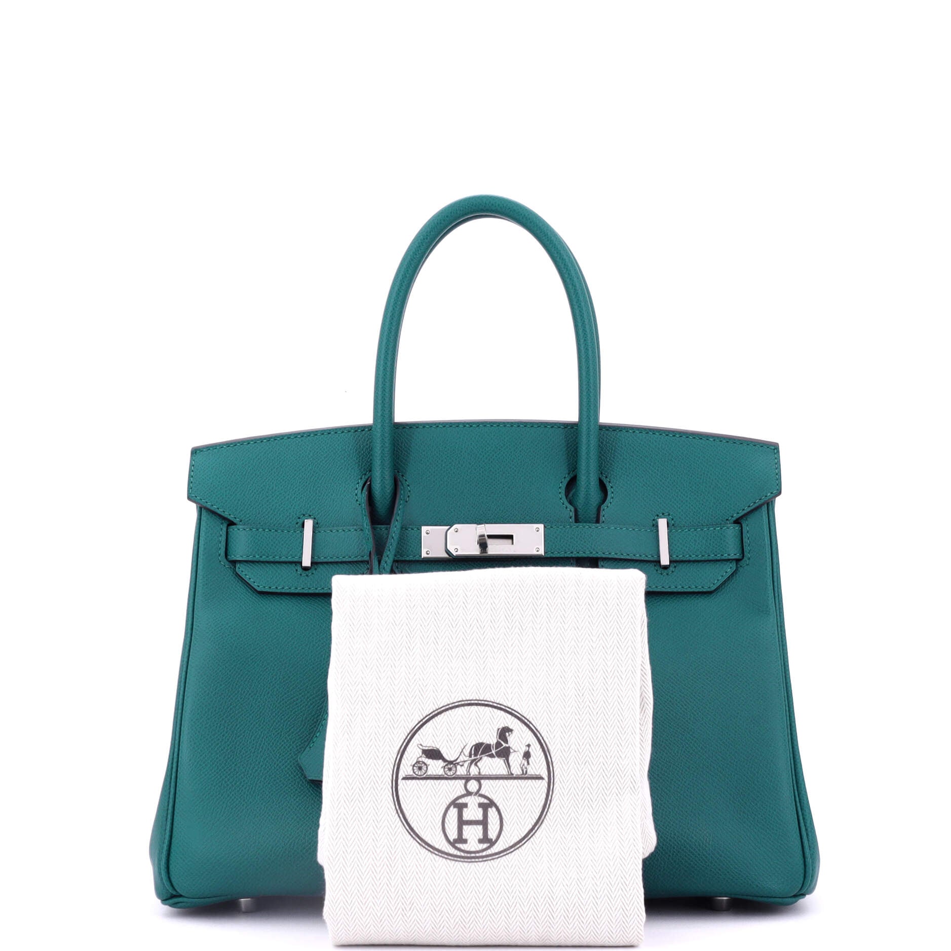 Hermes Birkin Handbag Green Epsom with Palladium Hardware 30