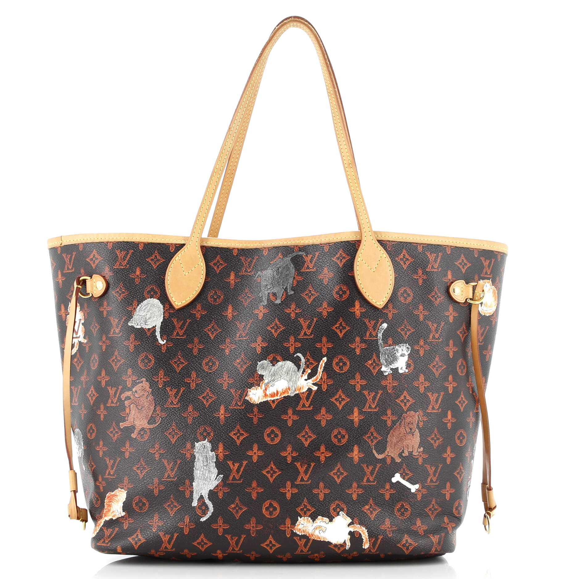Louis Vuitton Neverfull NM Tote Limited Edition Grace Coddington Catogram Canvas MM