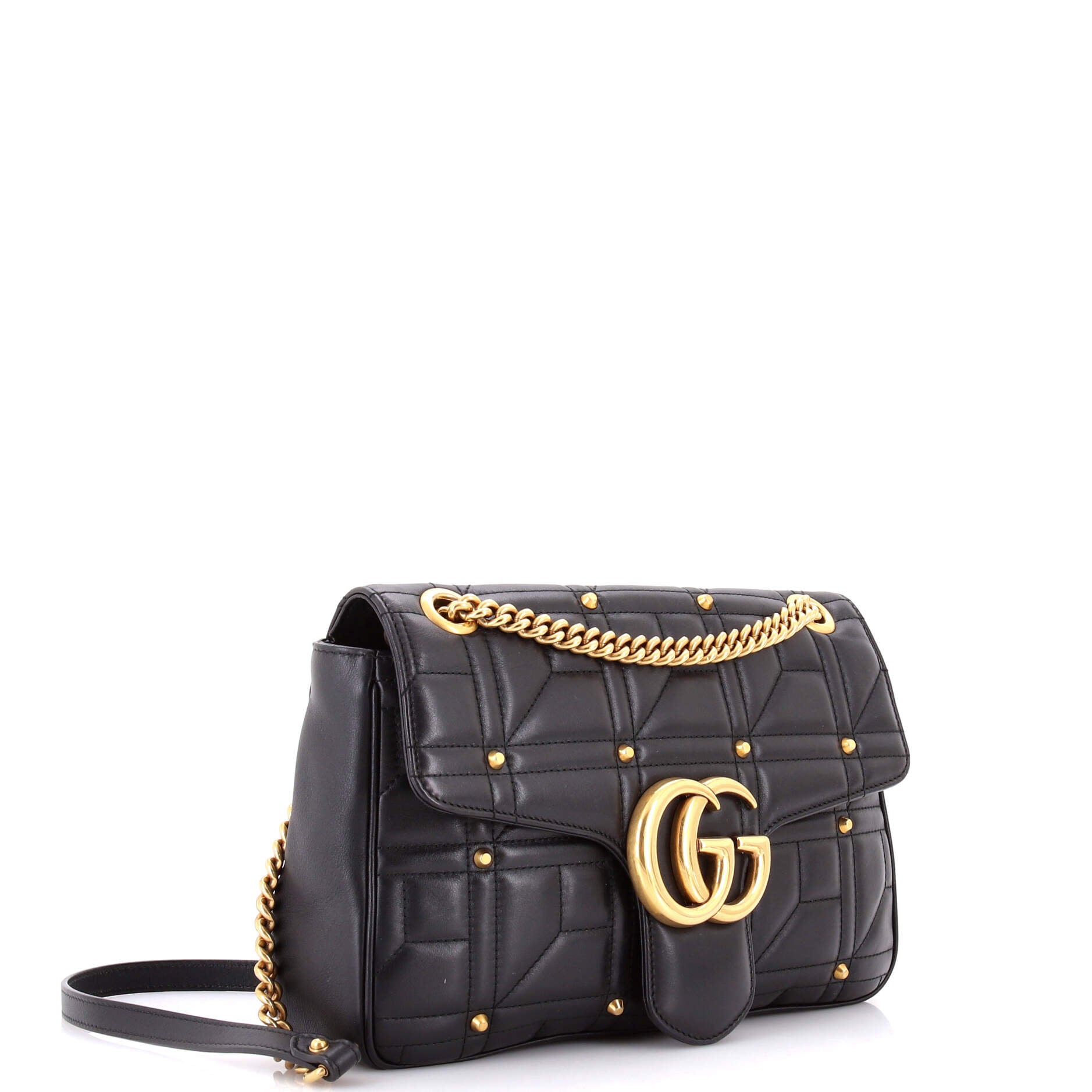 Gucci GG Marmont Flap Bag Studded Matelasse Leather Medium