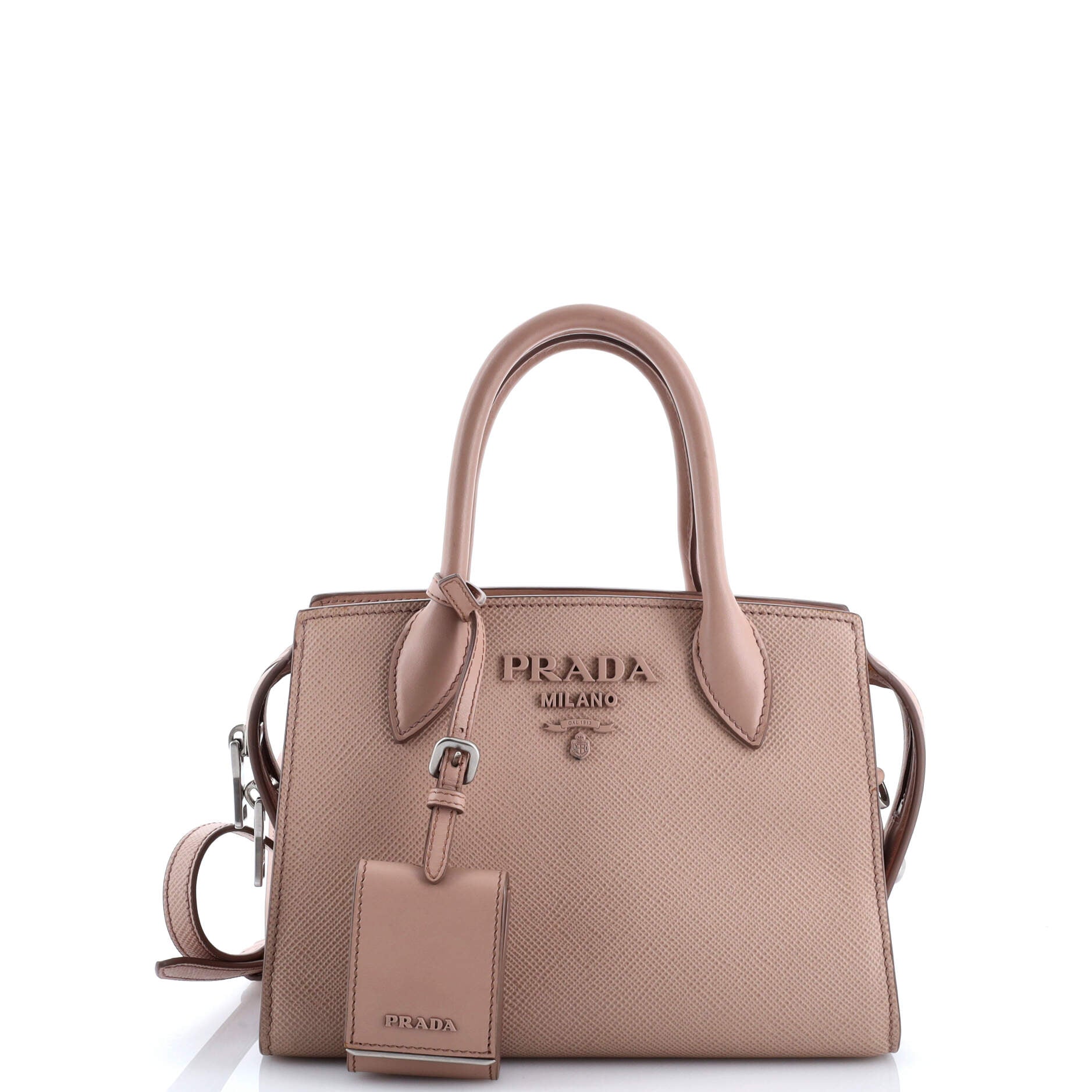Prada Monochrome Tote Saffiano with City Calf Mini